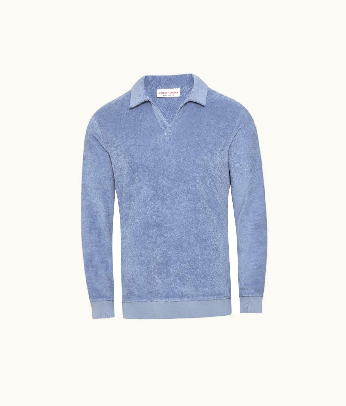 Orlebar Brown Orlebar Brown Springfield Blue Classic Fit Organic Cotton Towelling Polo Shirt