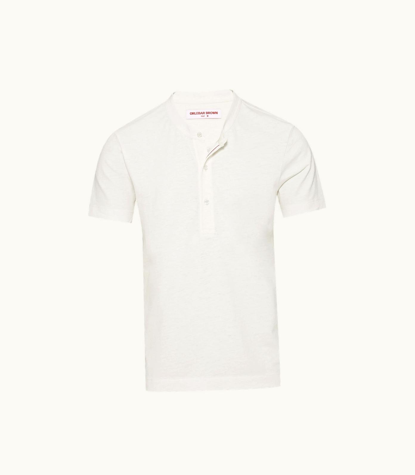 Orlebar Brown Orlebar Brown Thasos Beach Classic Fit 3-Button Placket Cotton-Linen T-Shirt