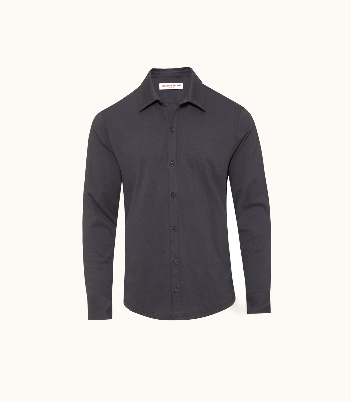 Orlebar Brown Orlebar Brown Piranha Grey Tailored Fit Classic Collar Cotton-Silk Shirt