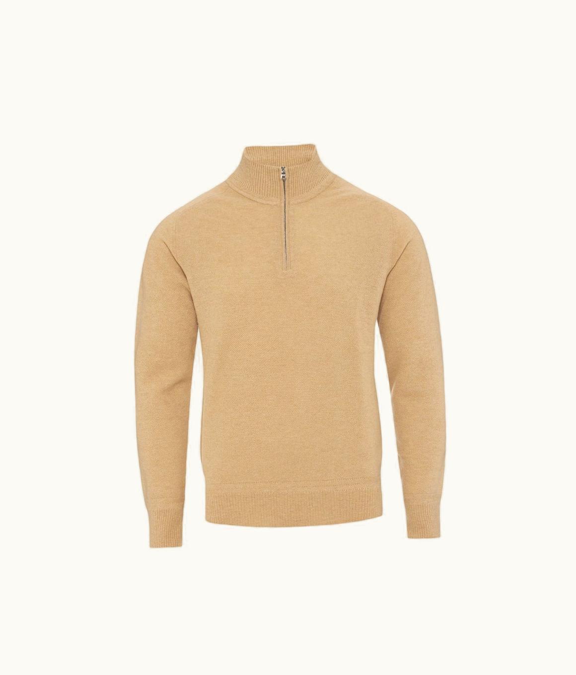 Orlebar Brown Orlebar Brown Biscuit Classic Fit Half-Zip Fully Fashioned Cashmere Jumper