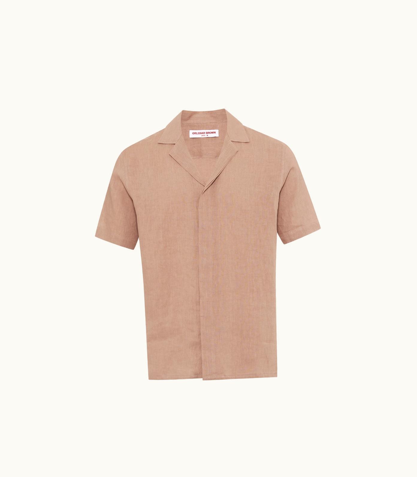 Orlebar Brown Orlebar Brown Caramel Pink Capri Collar Laundered Linen Shirt