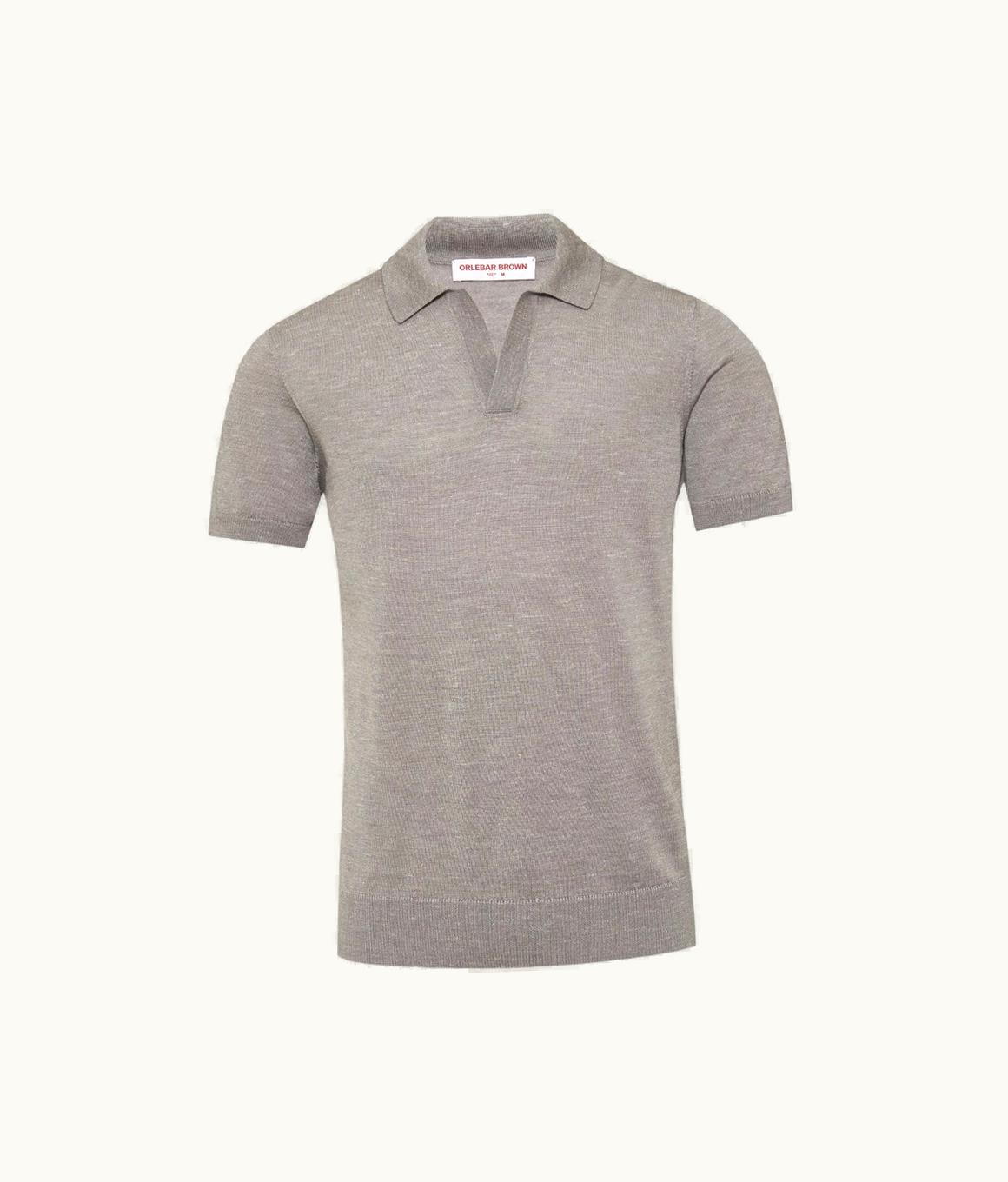 Orlebar Brown Orlebar Brown Demille Grey Tailored Fit Merino-Silk Knit Polo Shirt