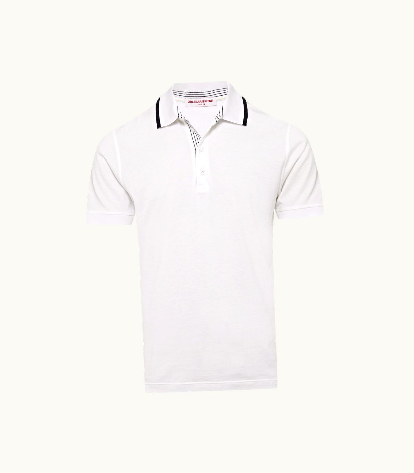 Orlebar Brown Orlebar Brown White Tipping Collar Knit Polo Shirt