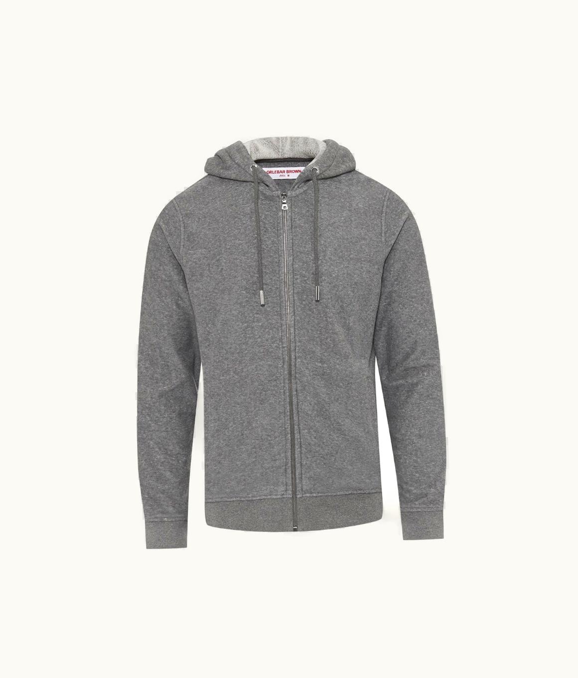 Orlebar Brown Orlebar Brown Piranha Grey Marl Classic Fit Zip-Thru Hooded Sweatshirt