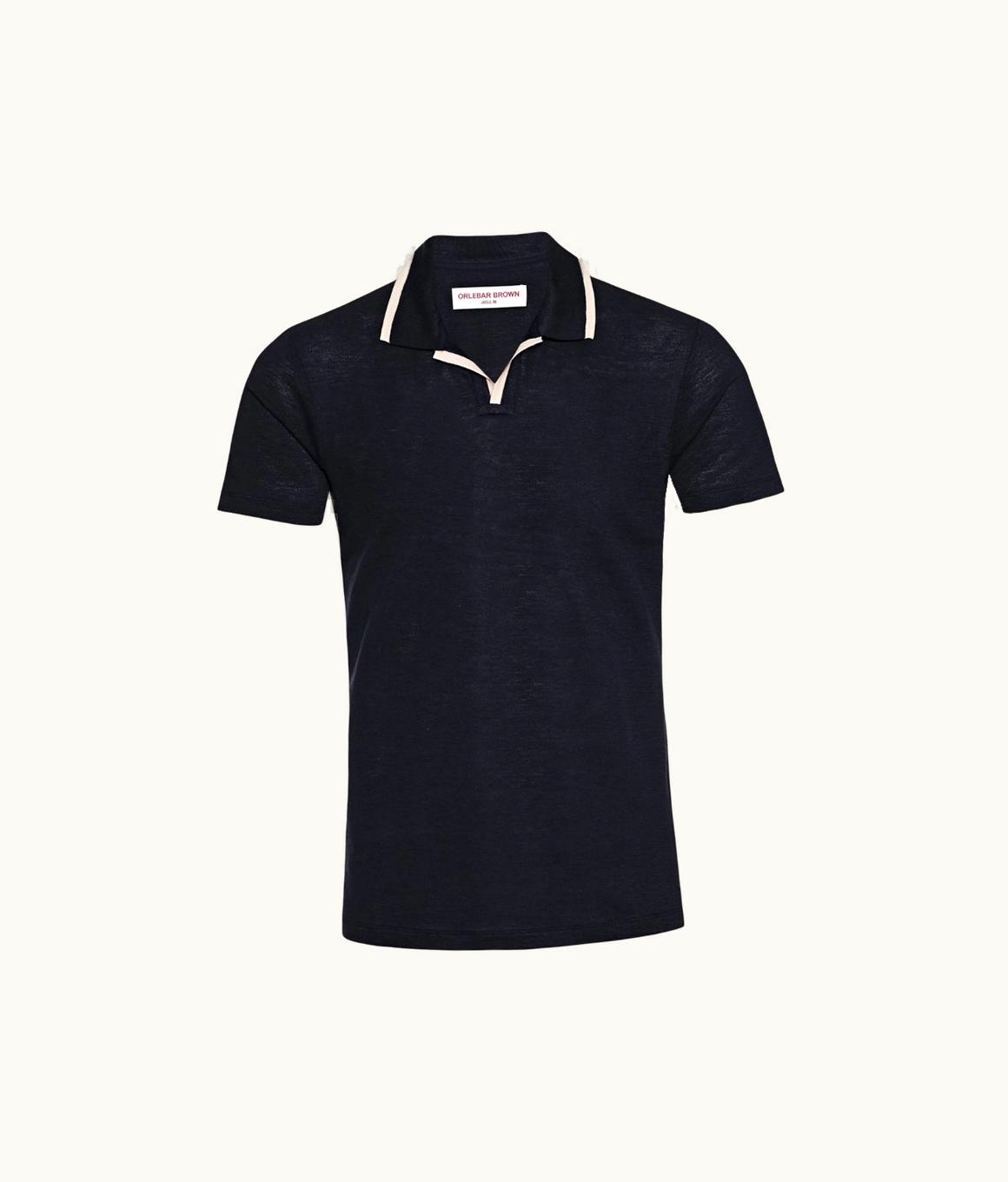 Orlebar Brown Orlebar Brown Night Iris Resort Collar Linen Pique Polo Shirt