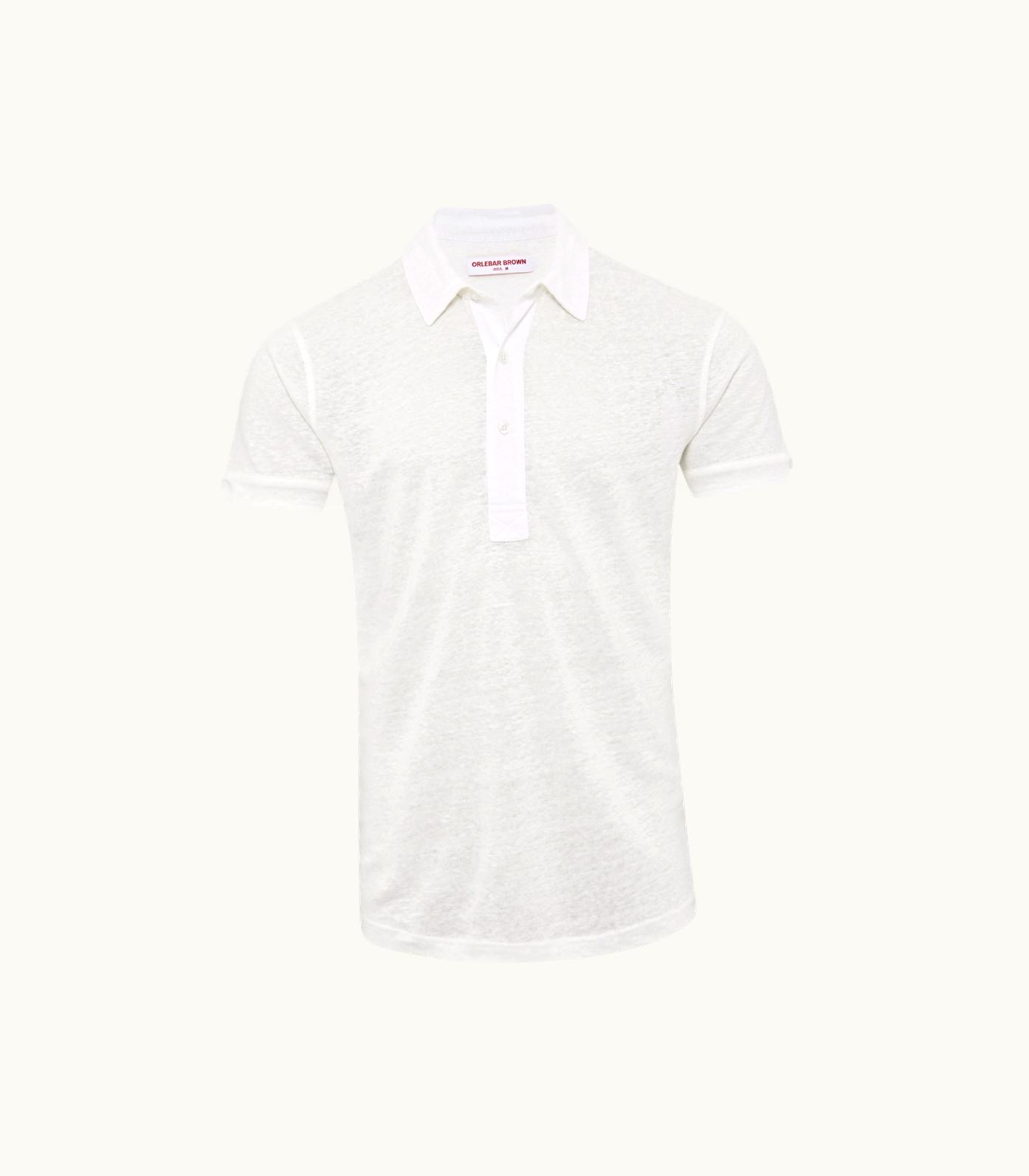 Orlebar Brown Orlebar Brown White Sand Tailored Fit Short-Sleeve Linen Polo Shirt