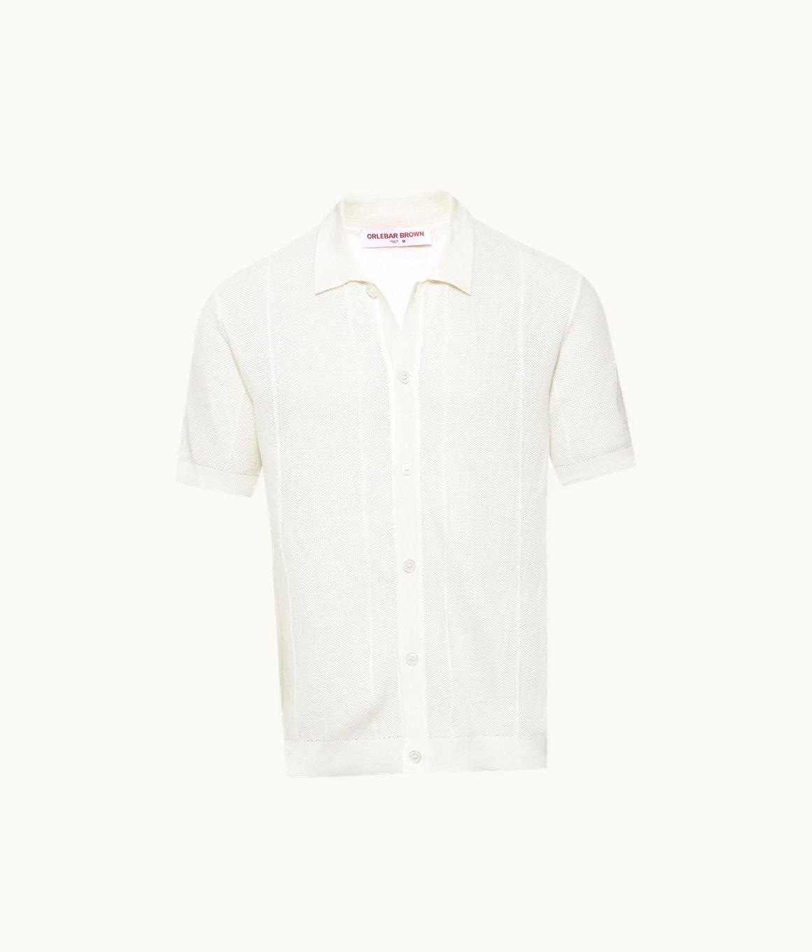 Orlebar Brown Orlebar Brown White Classic Fit Capri Collar Drop Needle Mercerised Cotton Shirt