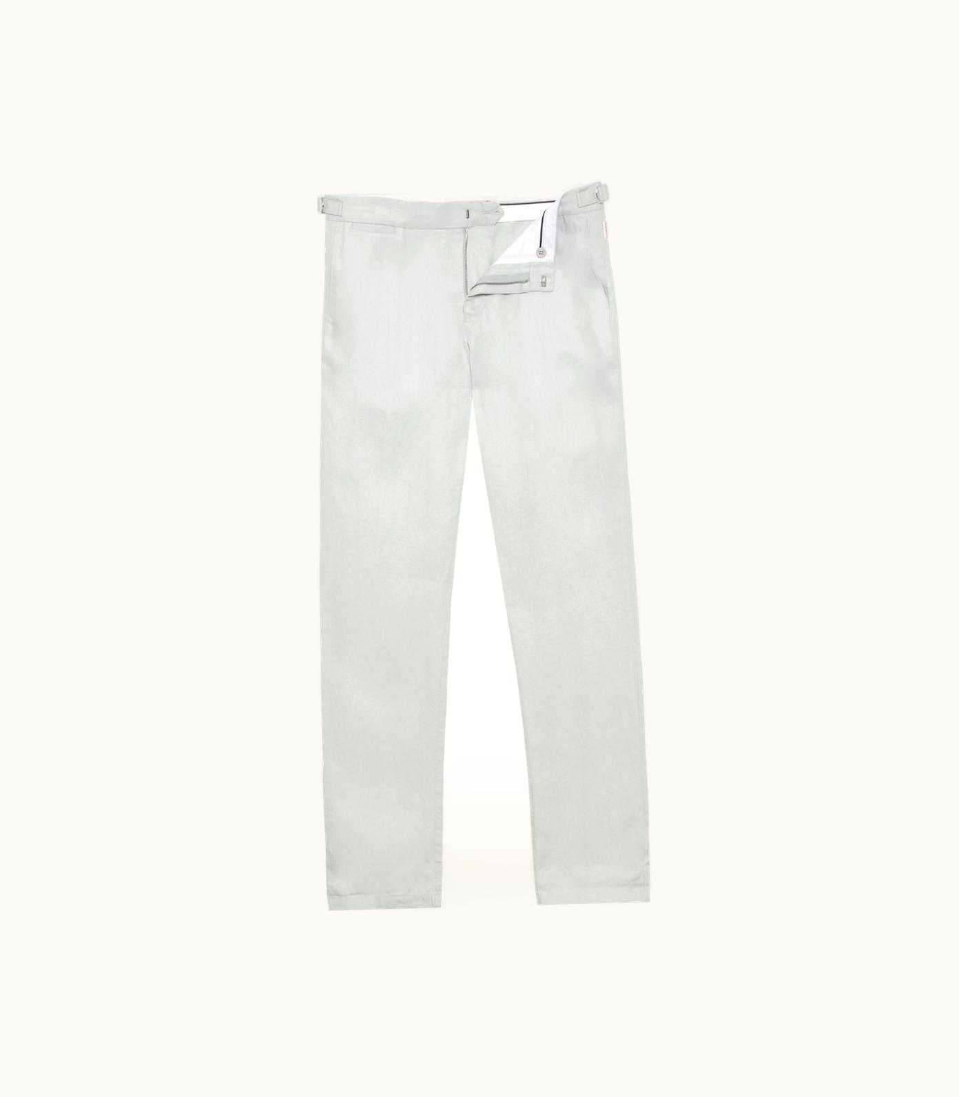 Orlebar Brown Orlebar Brown White Jade Tailored Fit Washed Linen Trousers White Jade