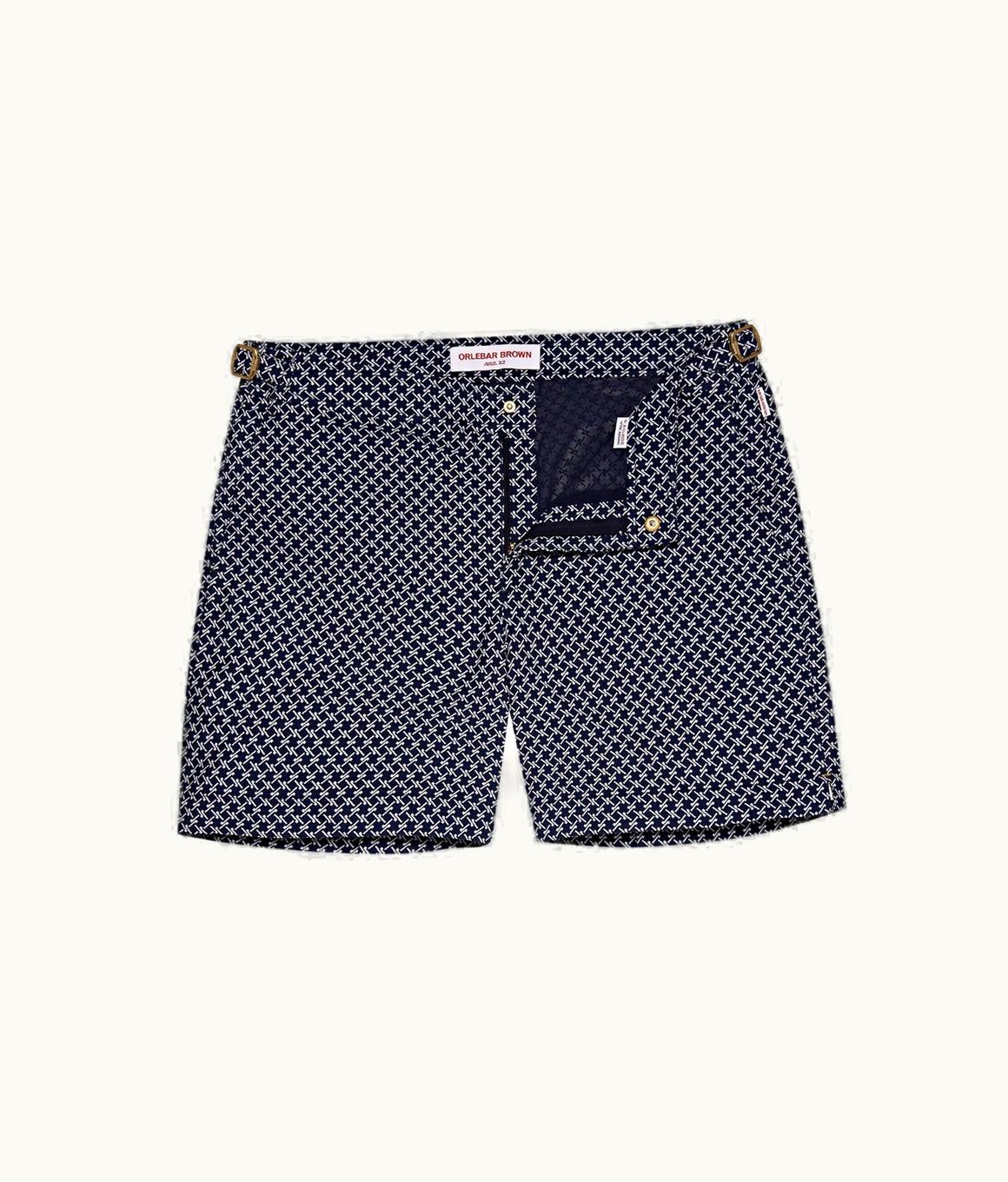 Orlebar Brown Orlebar Brown Night Iris / Cloud Seglas Jacquard Mid-Length Swim Shorts Night Iris/Cloud