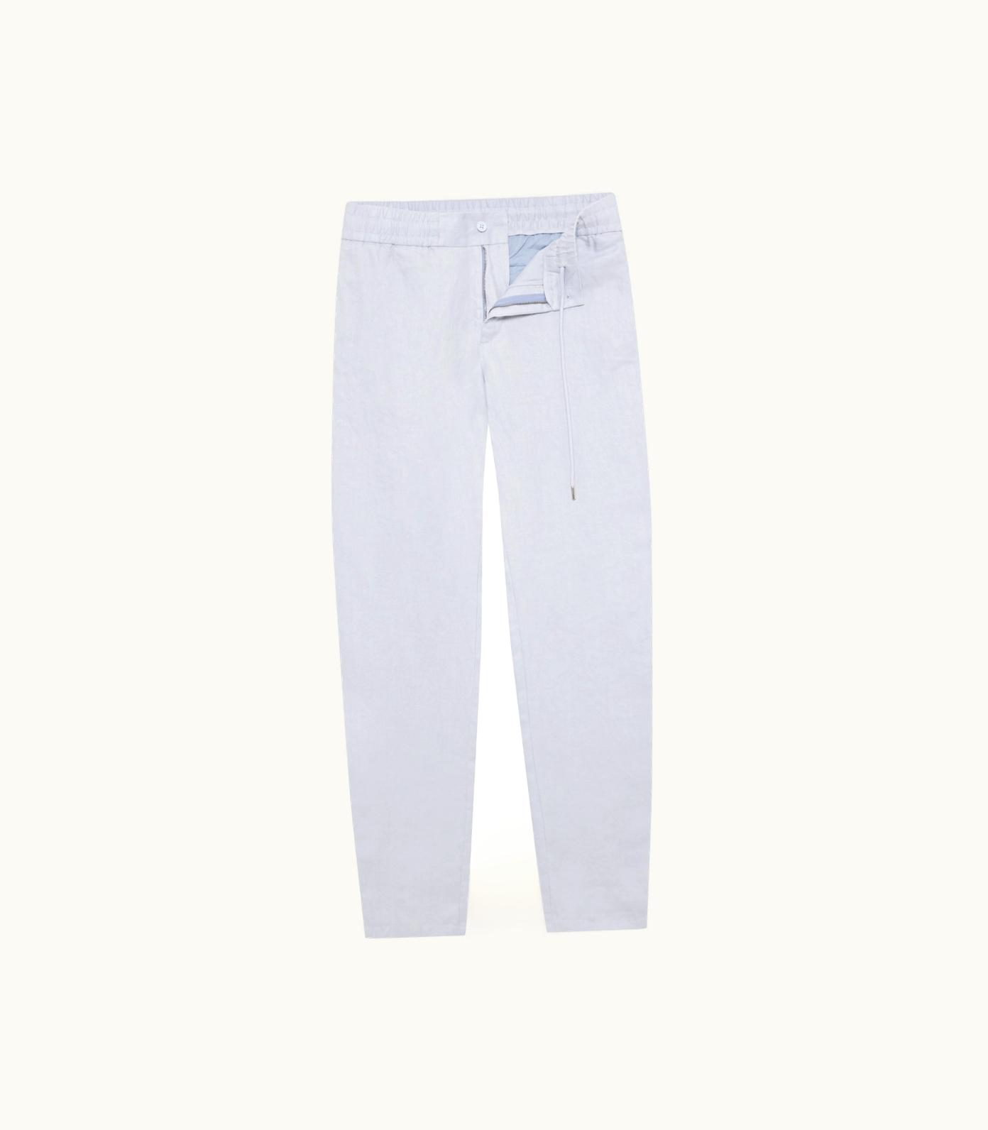 Orlebar Brown Orlebar Brown Light Island Sky Tailored Fit Washed Linen Trousers