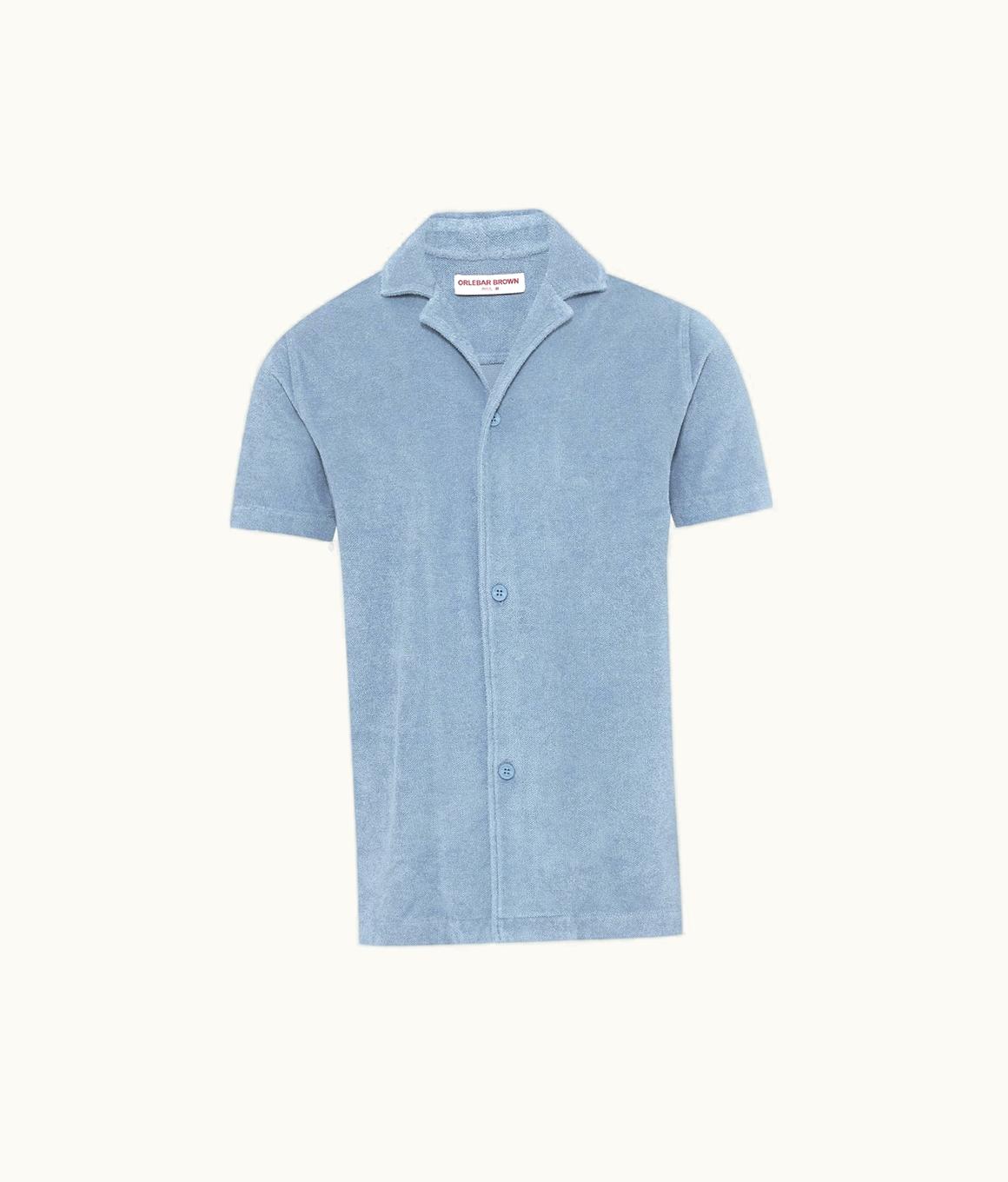 Orlebar Brown Orlebar Brown Wish Blue Relaxed Fit Capri Collar Cotton Towelling Shirt