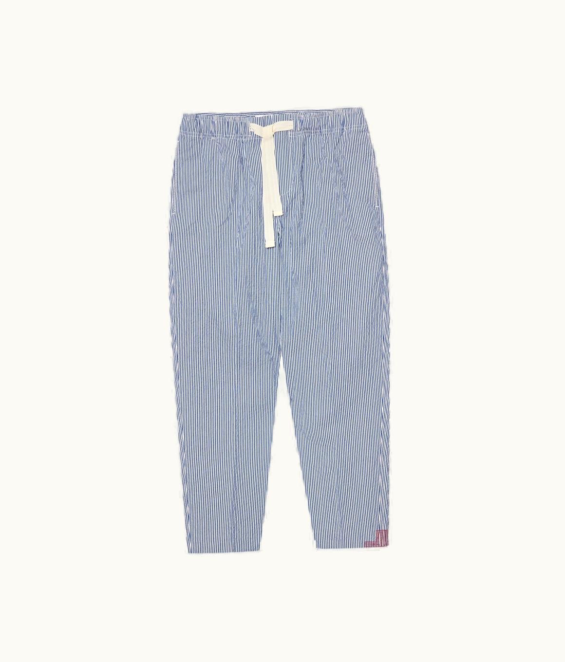 Orlebar Brown Orlebar Brown Blueberry / White Stripe Seersucker Relaxed Fit Drawcord Trousers