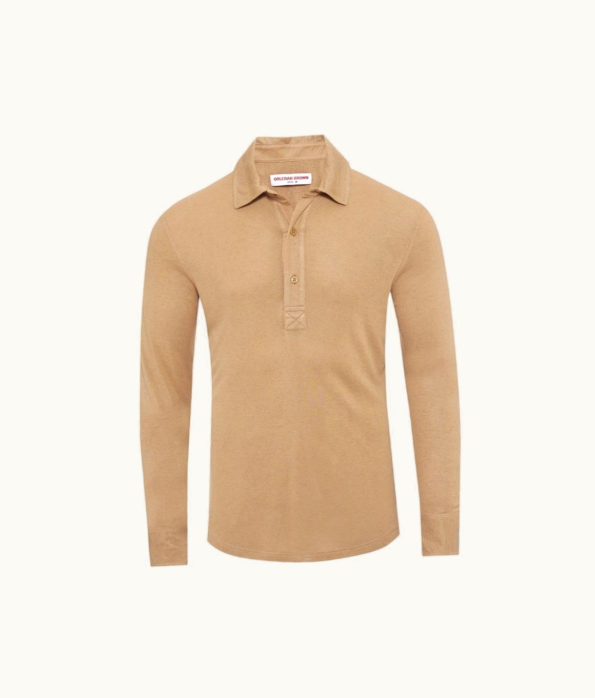 Orlebar Brown Orlebar Brown Biscuit Tailored Fit Long-Sleeve Cashmere Polo Shirt