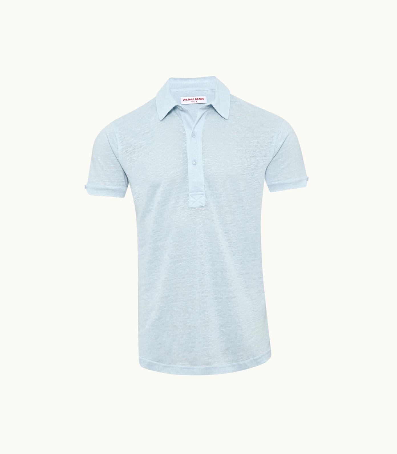 Orlebar Brown Orlebar Brown Island Sky Tailored Fit Short-Sleeve Linen Polo Shirt