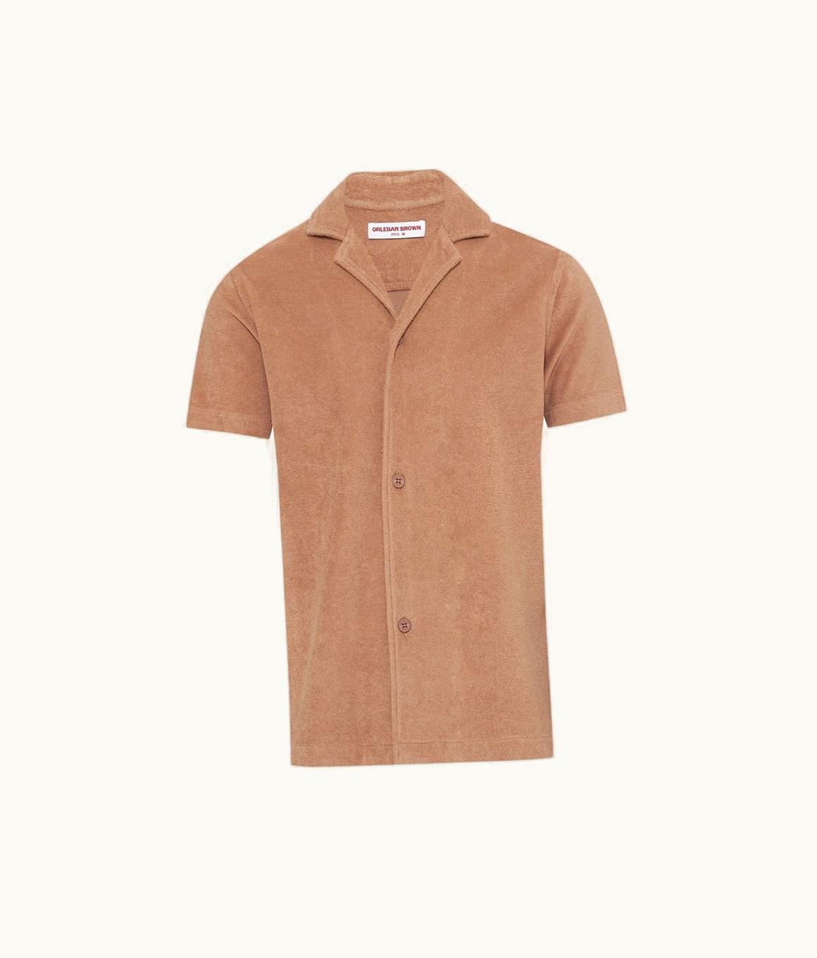 Orlebar Brown Orlebar Brown Caramel Pink Relaxed Fit Capri Collar Towelling Shirt