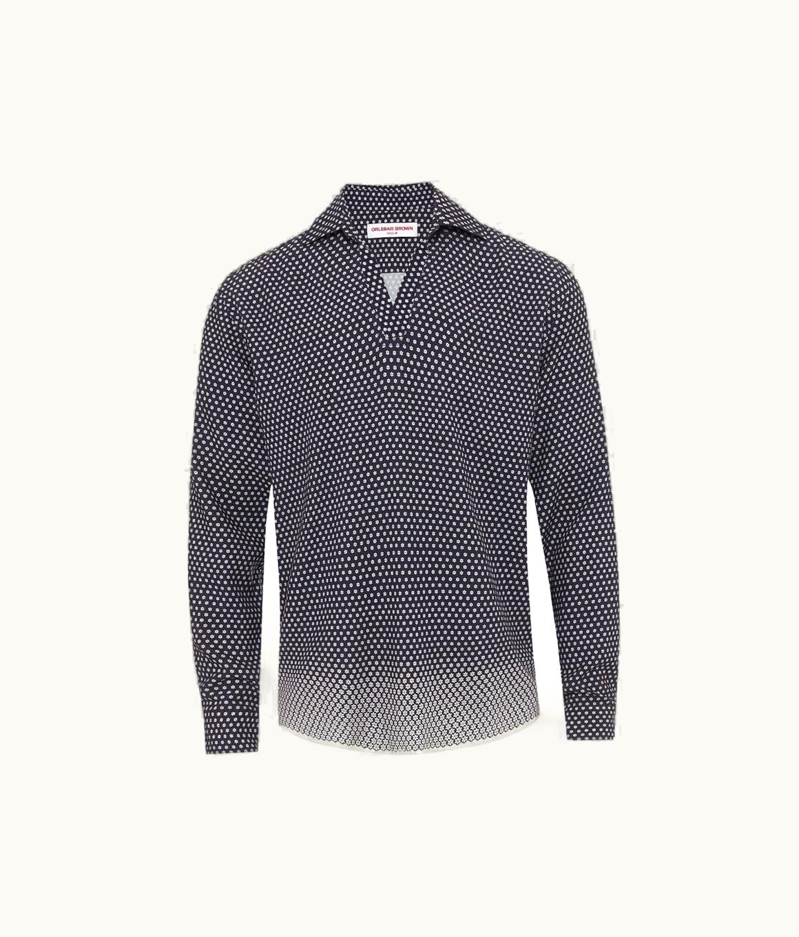 Orlebar Brown Orlebar Brown Night Iris / White Floret Classic Collar Relaxed Fit Shirt
