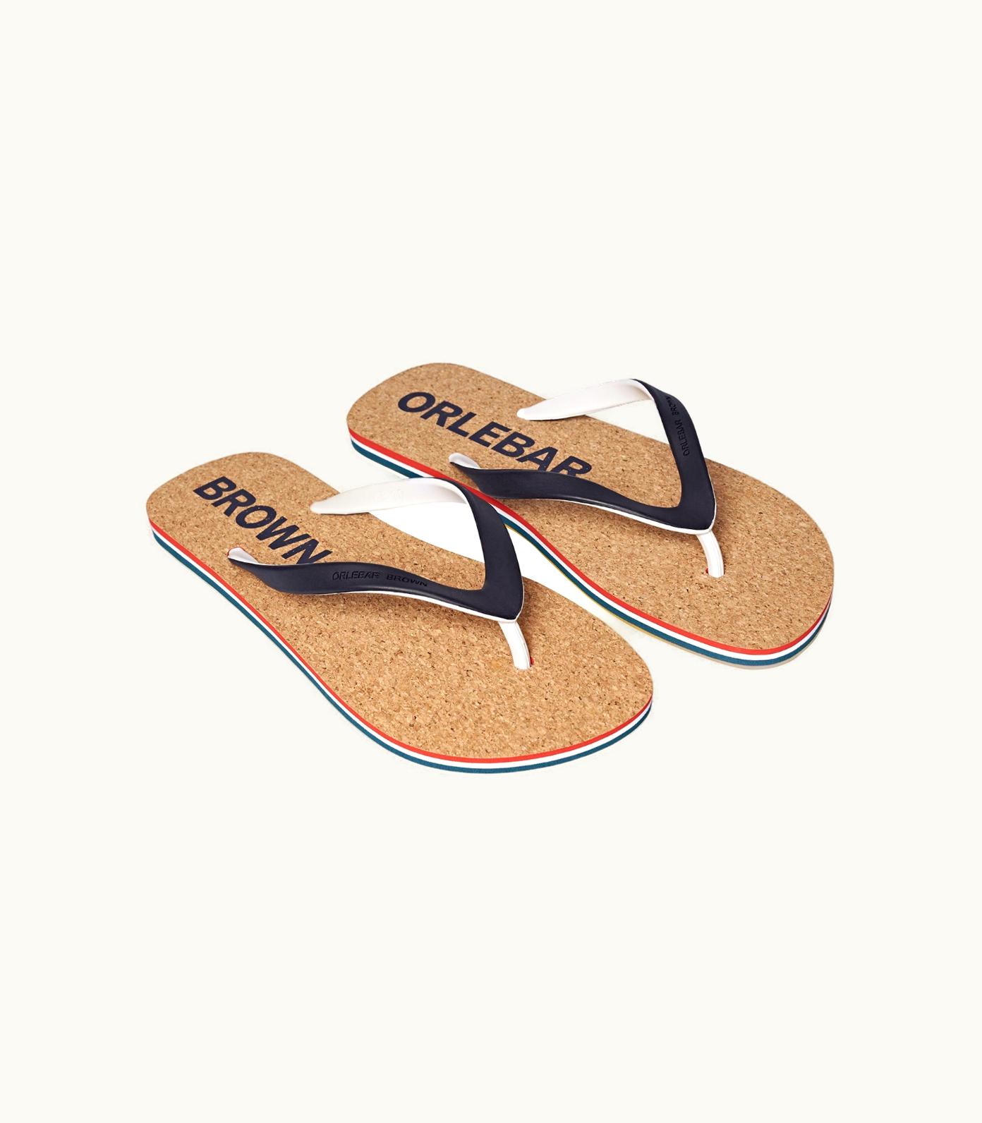 Orlebar Brown Orlebar Brown Navy / Orange O.b Stripe Cork Flip Flops