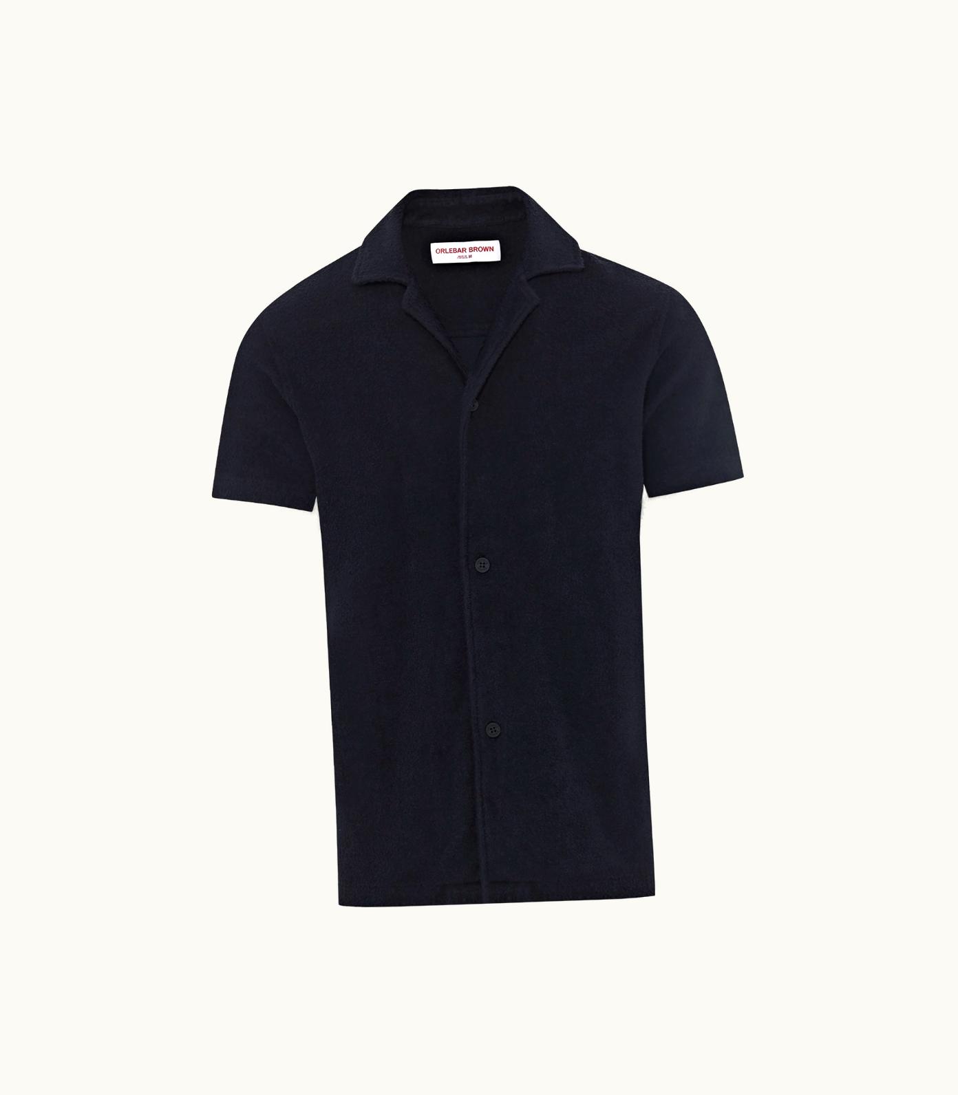 Orlebar Brown Orlebar Brown Night Iris Relaxed Fit Capri Collar Short-Sleeve Cotton Shirt Night Iris