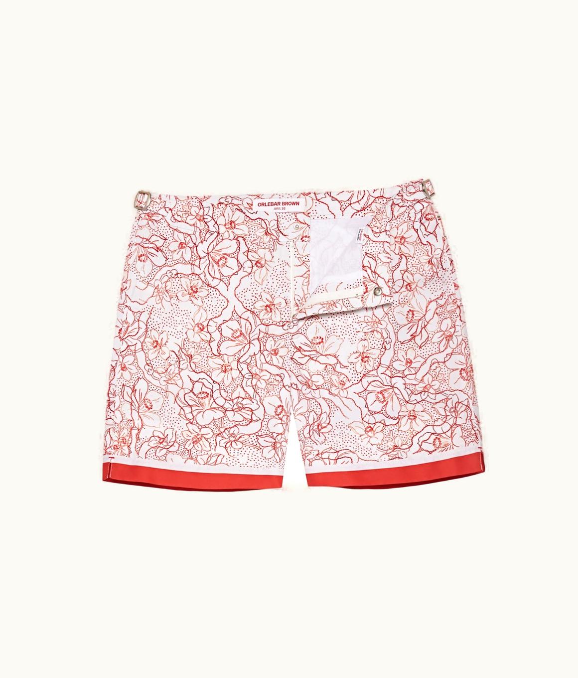 Orlebar Brown Orlebar Brown Summer Red / White Sand Foral Nouveau Print Mid-Length Swim Shorts Summer Red/White Sand