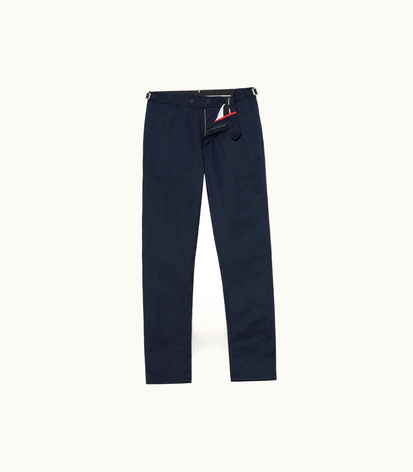 Orlebar Brown Griffon Linen - Navy Tailored Fit Linen Trousers Orlebar Brown Navy