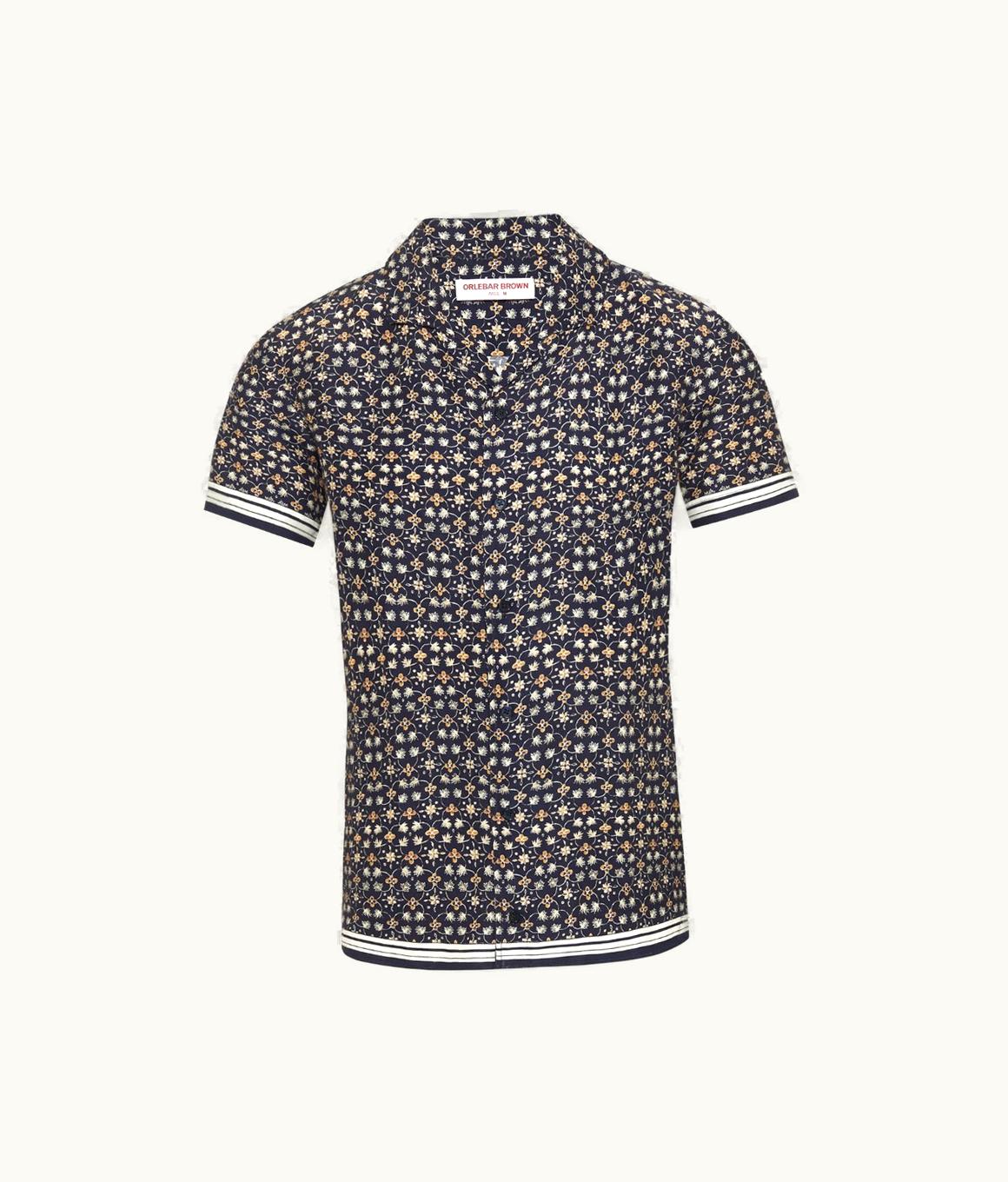 Orlebar Brown Orlebar Brown Night Iris Fiore Print Classic Fit Capri Collar Shirt Night Iris