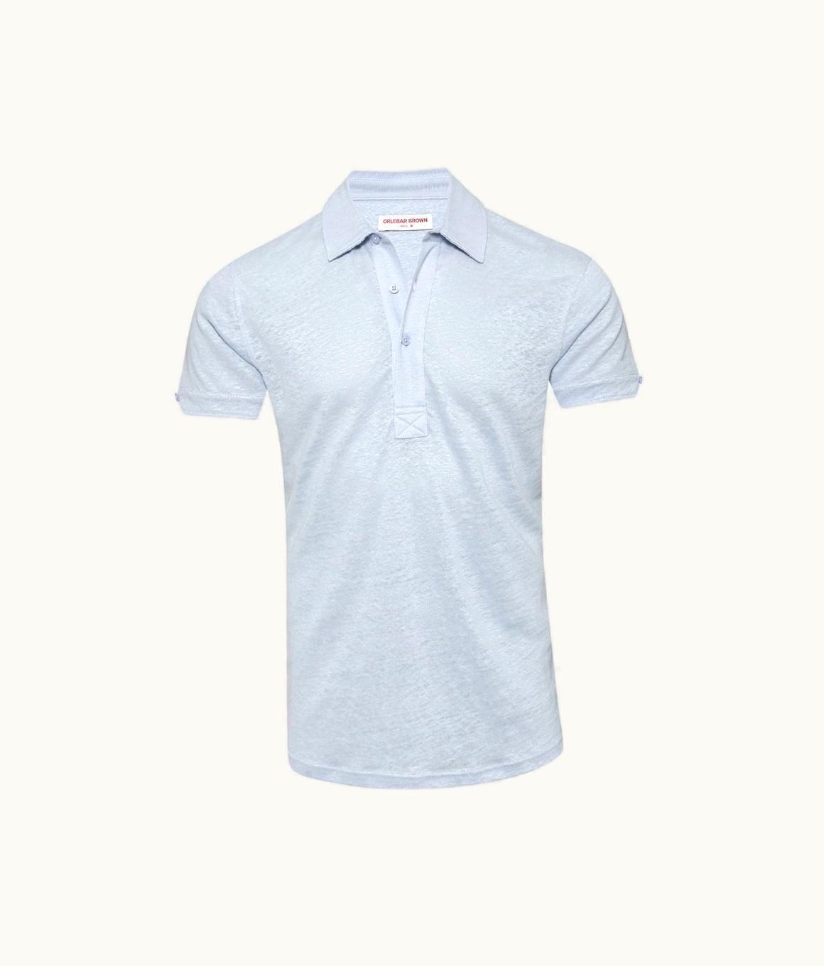 Orlebar Brown Orlebar Brown Soft Blue Tailored Fit Linen Polo Shirt Soft Blue