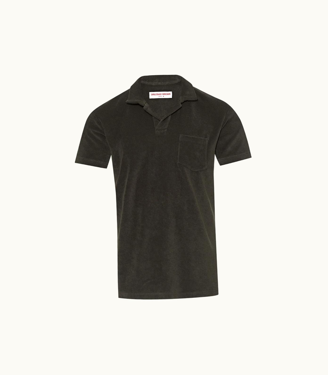 Orlebar Brown Orlebar Brown Smoked Tea Tailored Fit Organic Cotton Towelling Resort Polo Shirt Smoked Tea