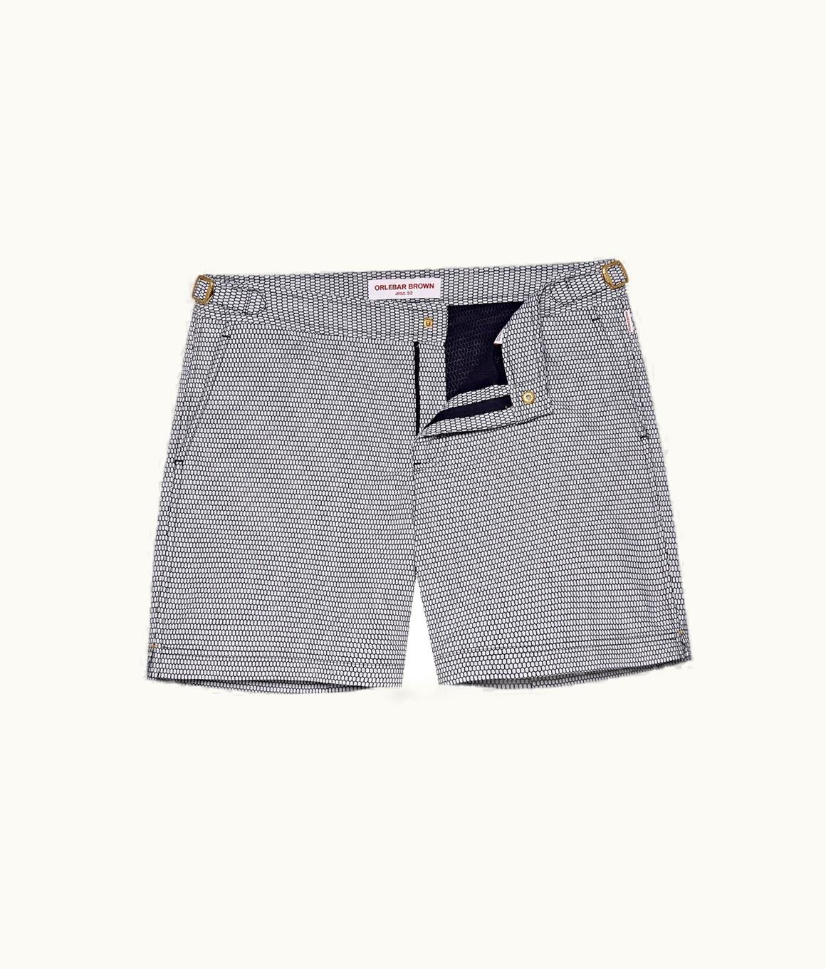 Orlebar Brown Navy / Cloud Fenella Jacquard Mid-Length Swim Shorts Orlebar Brown 273686