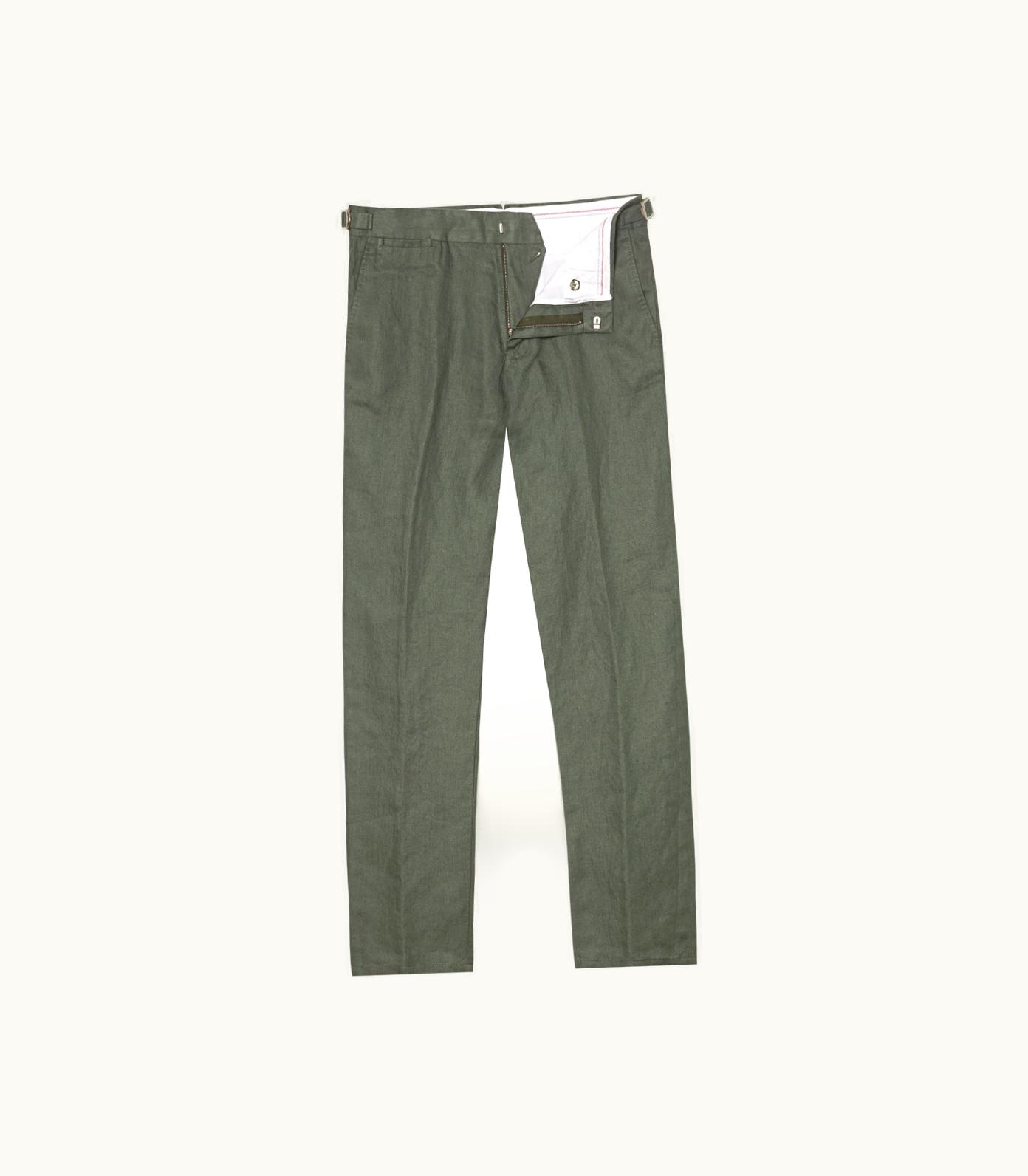 Orlebar Brown Orlebar Brown Light Kombu Tailored Fit Cotton-Linen Trousers Light Kombu