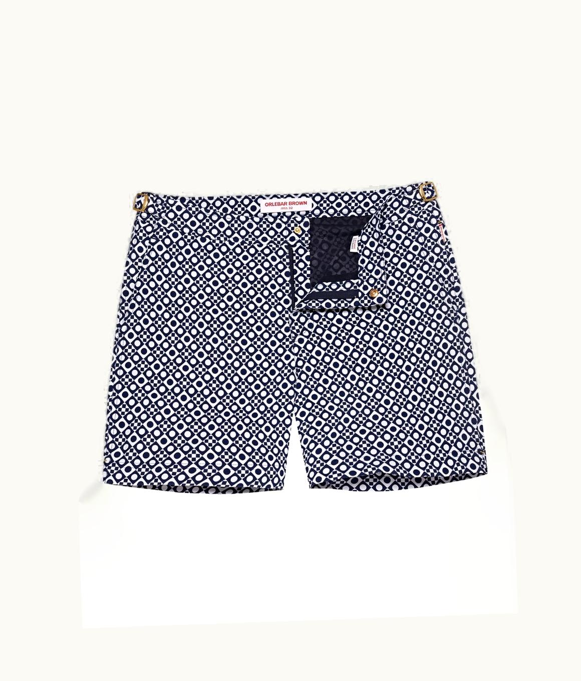 Orlebar Brown Orlebar Brown Night Iris / White Sand Domi Jacquard Mid-Length Swim Shorts Night Iris/White Sand