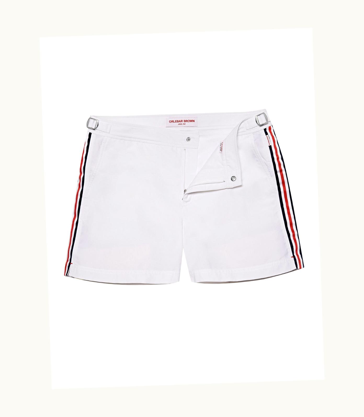 Orlebar Brown Setter - White Shorter-Length Tape Stripe Swim Shorts Orlebar Brown 274376