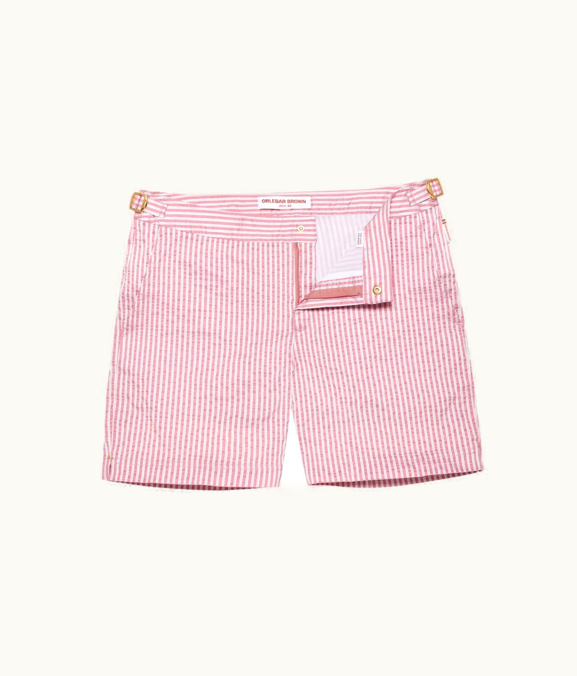 Orlebar Brown Orlebar Brown White / Seashell Pink Mid-Length Textured Stripe Swim Shorts White/Seashell Pink