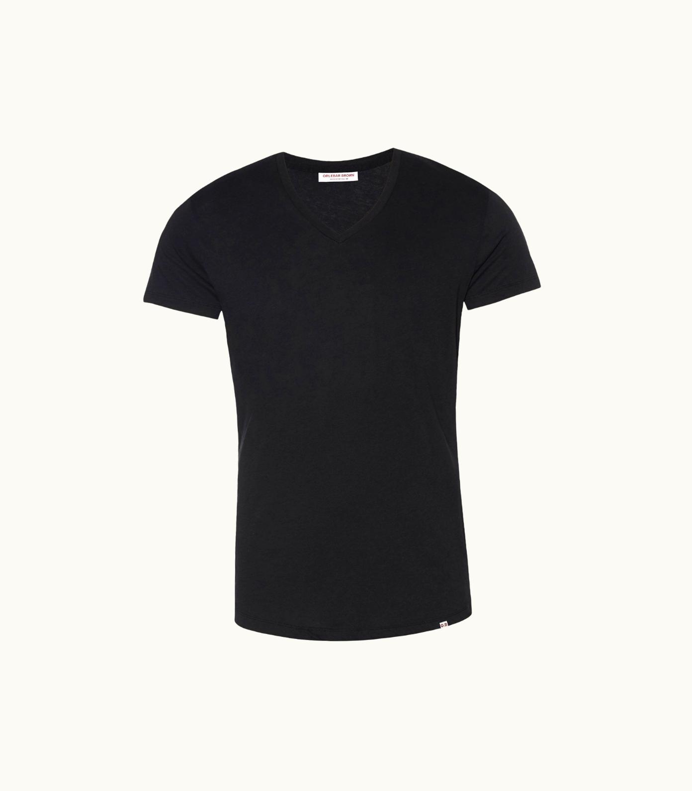 Orlebar Brown Ob-V - Black Tailored Fit V-Neck T-Shirt Orlebar Brown Black