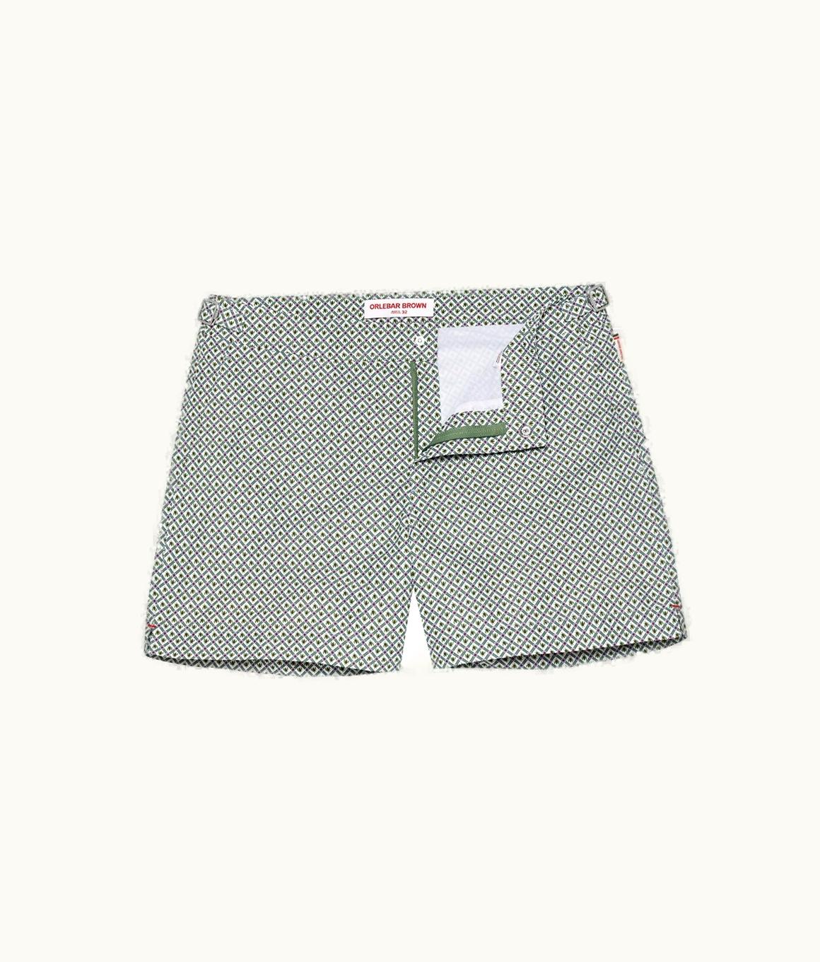 Orlebar Brown Orlebar Brown Kiwi Rush / White Sand Geo Print Shorter-Length Swim Shorts Kiwi Rush/White Sand