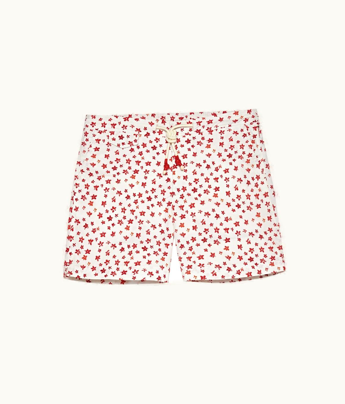 Orlebar Brown Orlebar Brown White Sand Budding Life Print Mid-Length Drawcord Swim Shorts White Sand