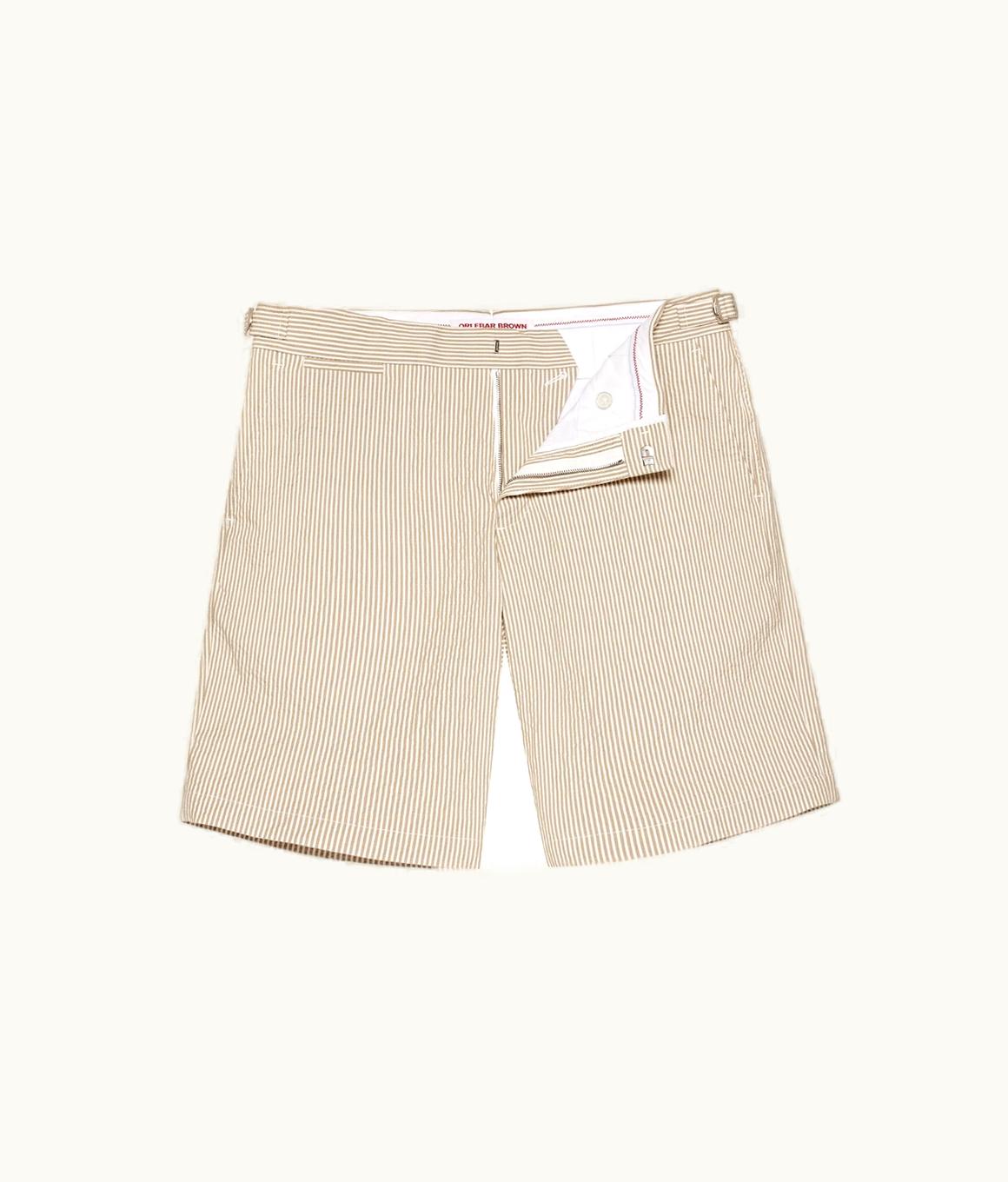 Orlebar Brown Orlebar Brown Chai / White Seersucker Stripe Tailored Fit Shorts Chai/White Stripe