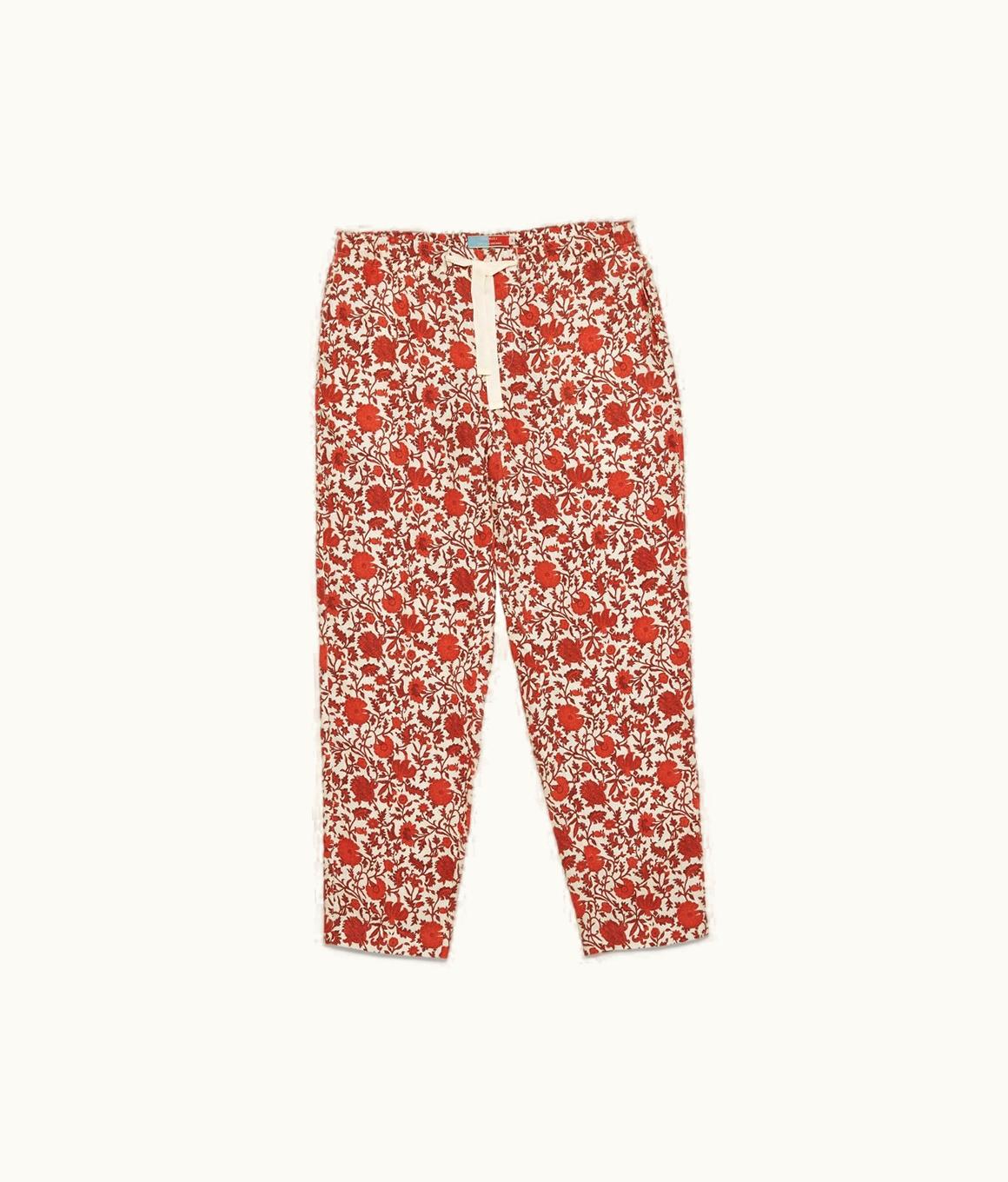 Orlebar Brown Orlebar Brown Summer Red / White Sand Dragonflower Print Linen Relaxed Fit Trousers