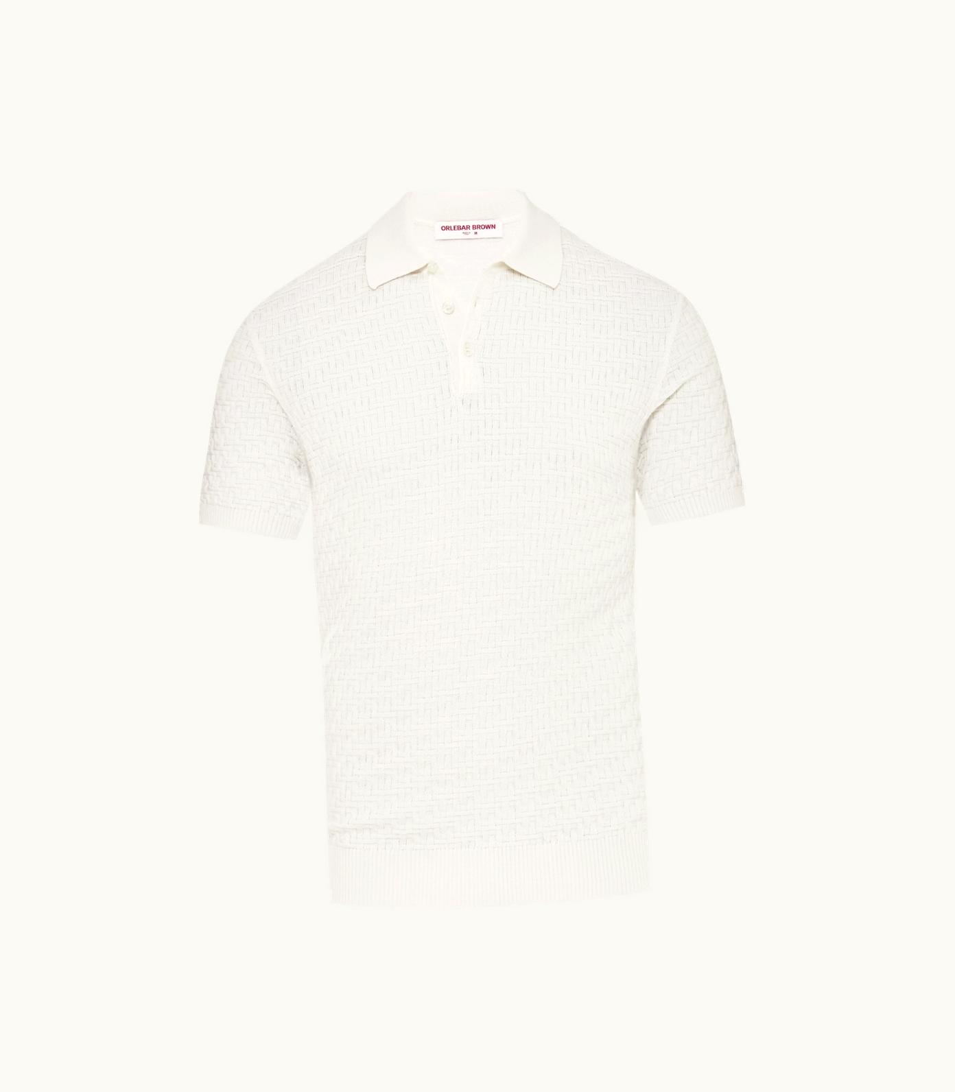 Orlebar Brown Orlebar Brown 007 White Sand Tailored Fit Cotton & Silk Polo Shirt