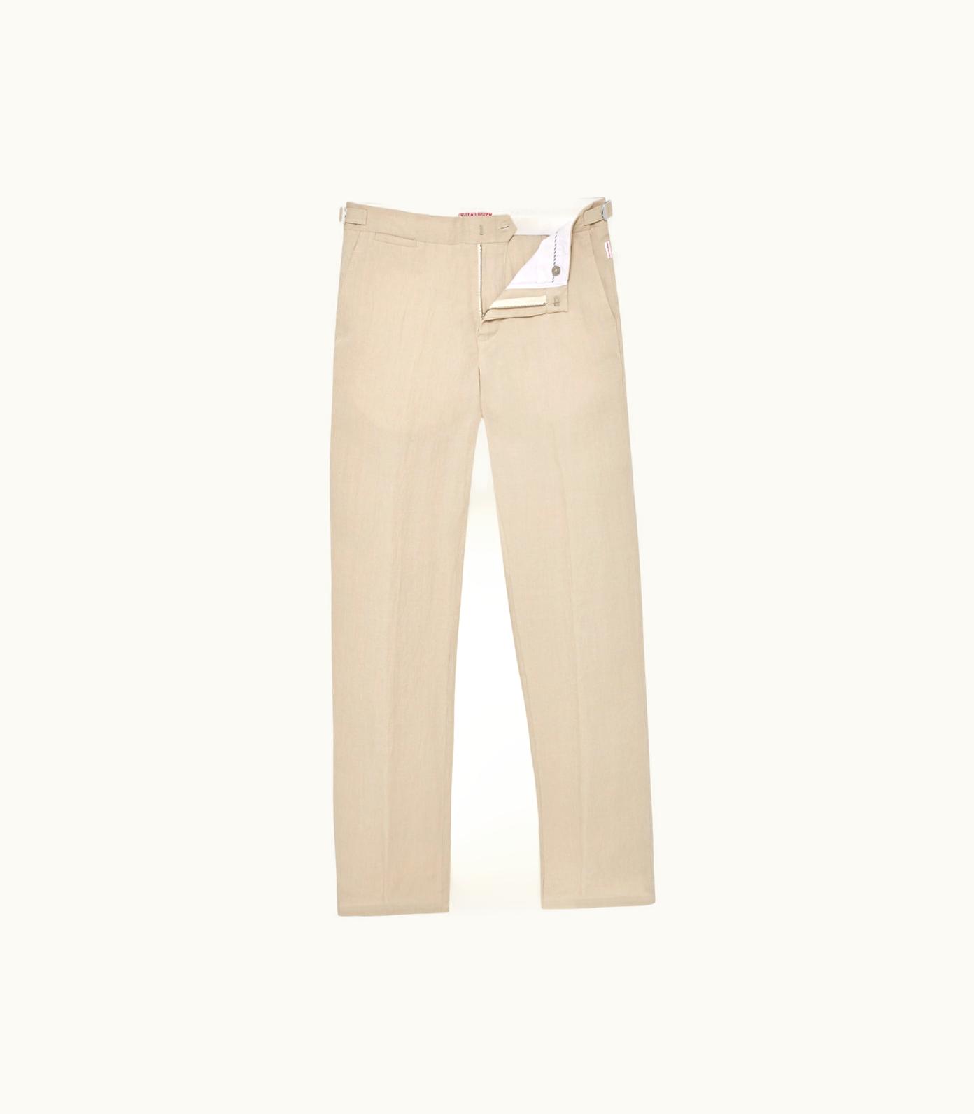 Orlebar Brown Orlebar Brown 007 Taupe Tailored Fit Linen Trousers