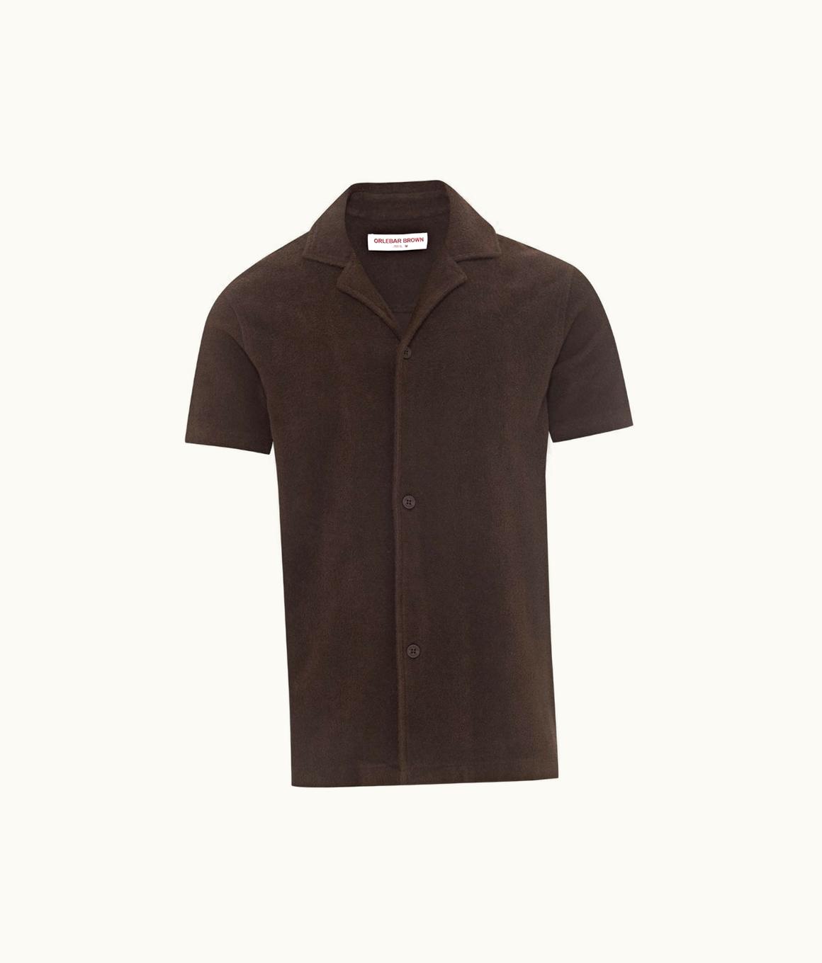 Orlebar Brown Orlebar Brown 007 Truffle Relaxed Fit Capri Collar Cotton Towelling Shirt Truffle