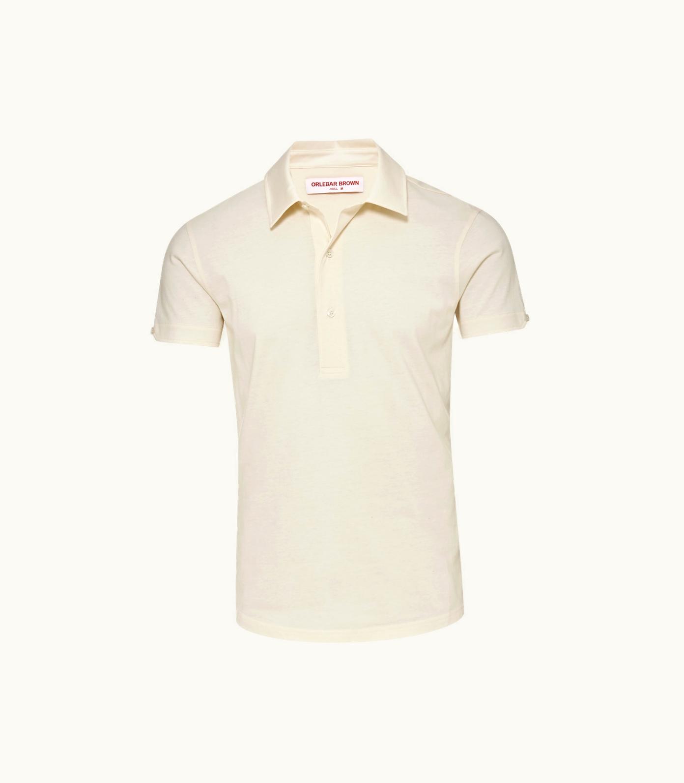 Orlebar Brown Orlebar Brown 007 White Sand Tailored Fit Short-Sleeve Cotton-Silk Polo Shirt White Sand