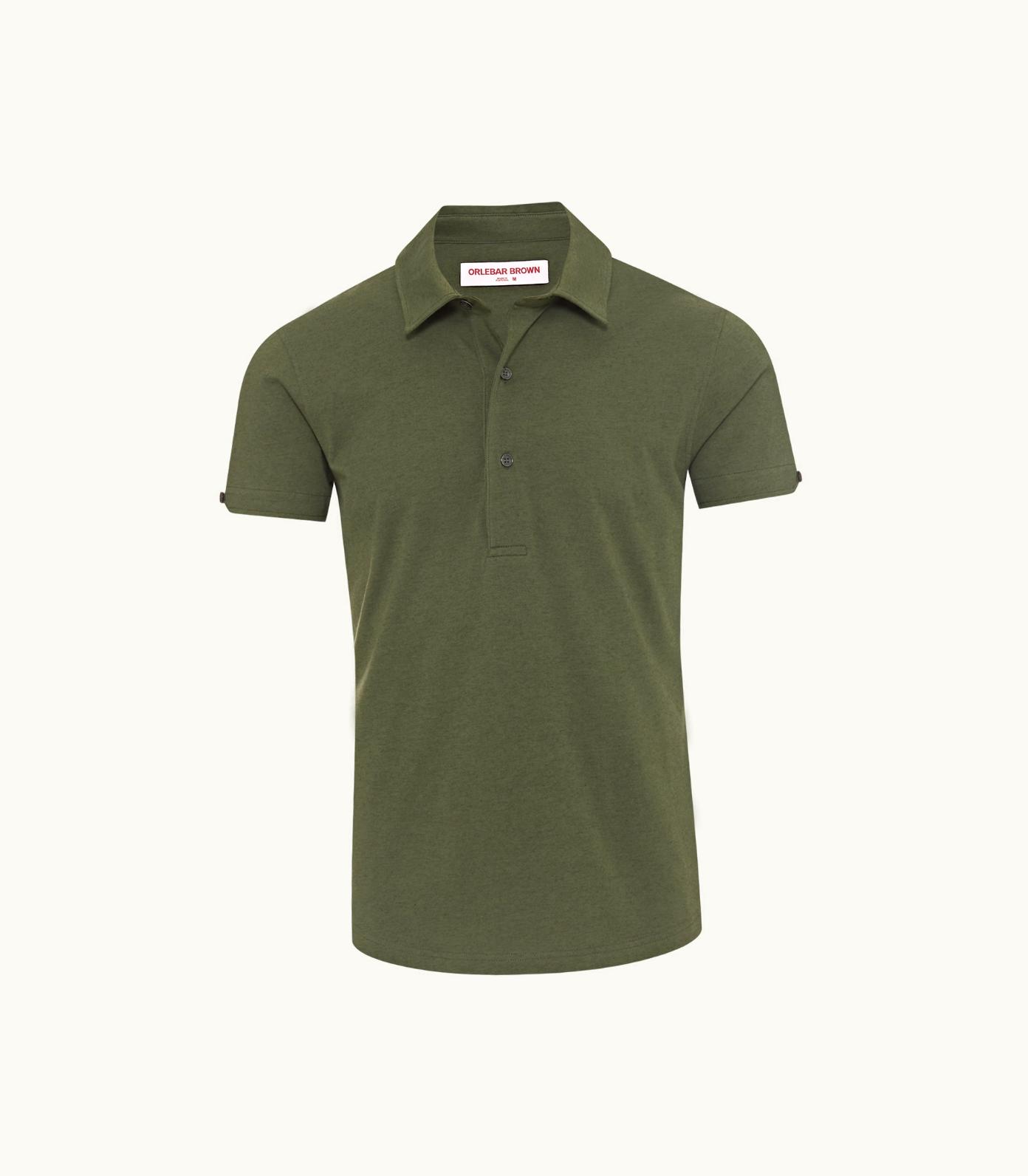 Orlebar Brown Orlebar Brown 007 Thyme Tailored Fit Short-Sleeve Cotton-Silk Polo Shirt