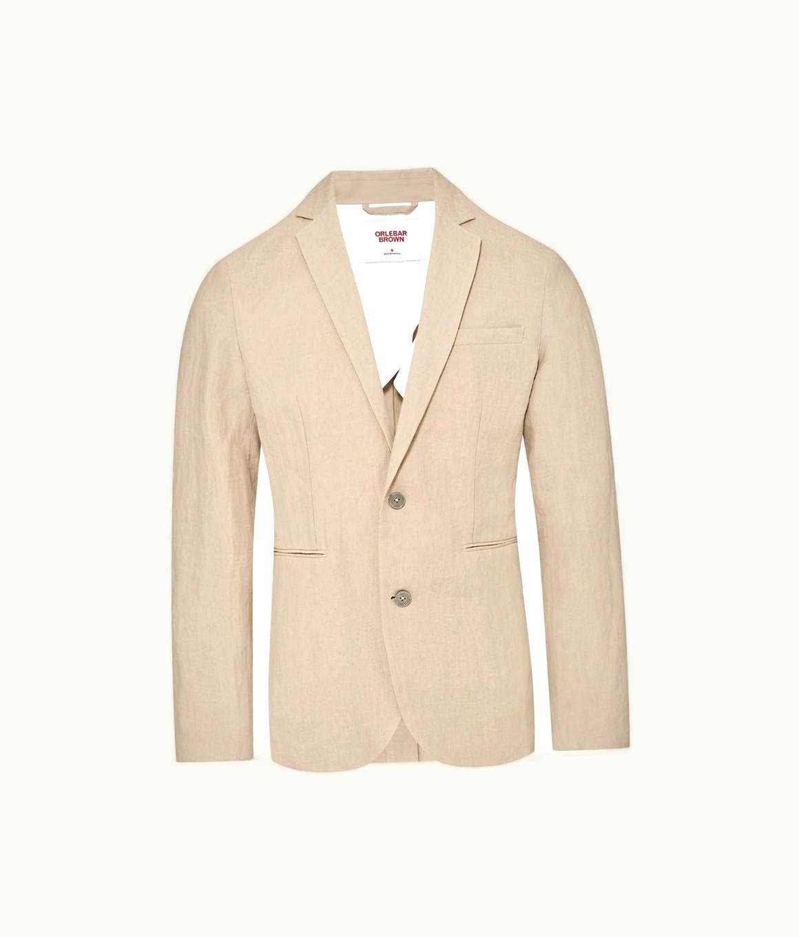 Orlebar Brown Orlebar Brown 007 Taupe Unstructured Two-Button Linen Blazer