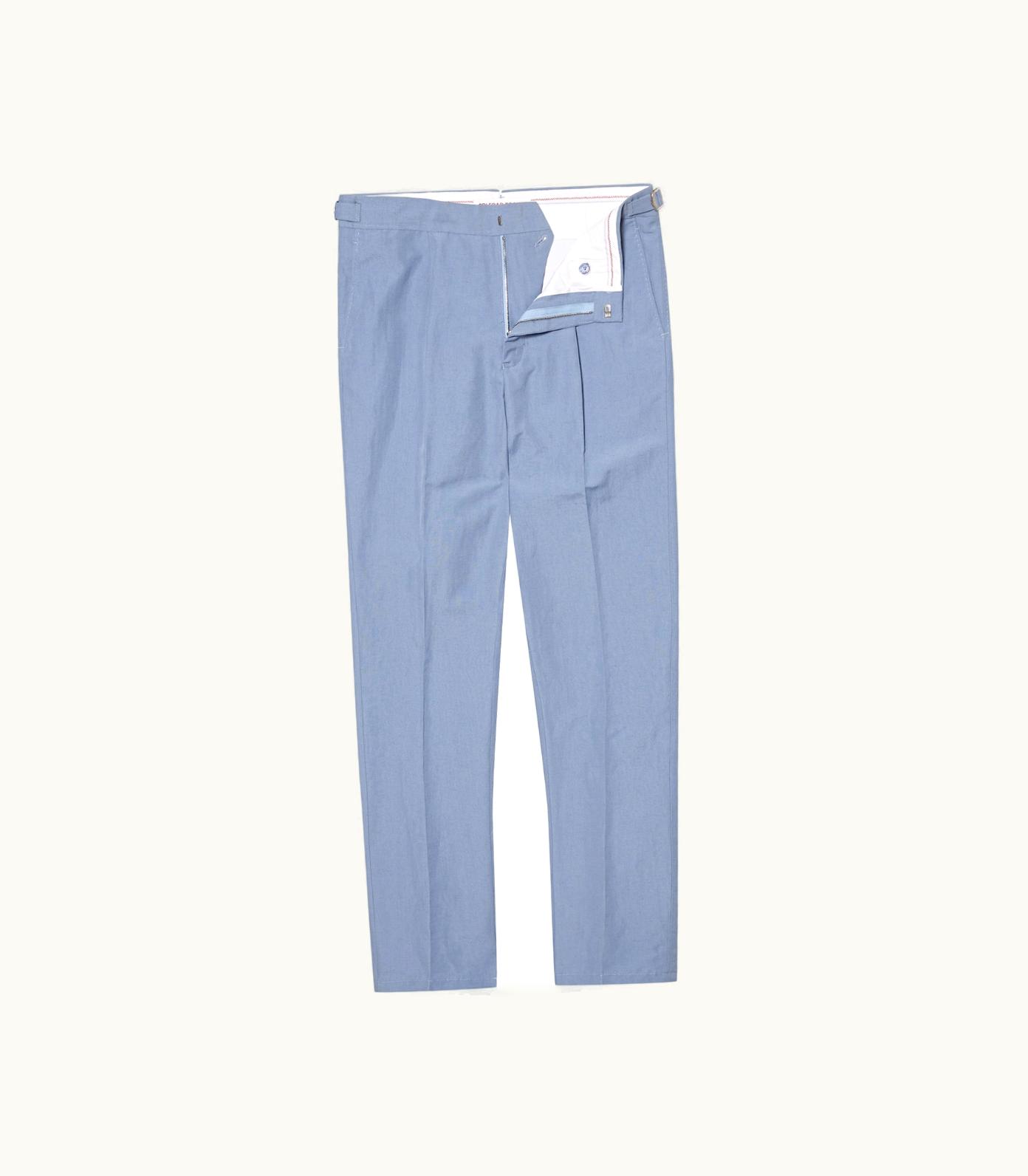 Orlebar Brown Orlebar Brown Springfield Blue Slim Fit Tapered Cotton-Linen Trousers