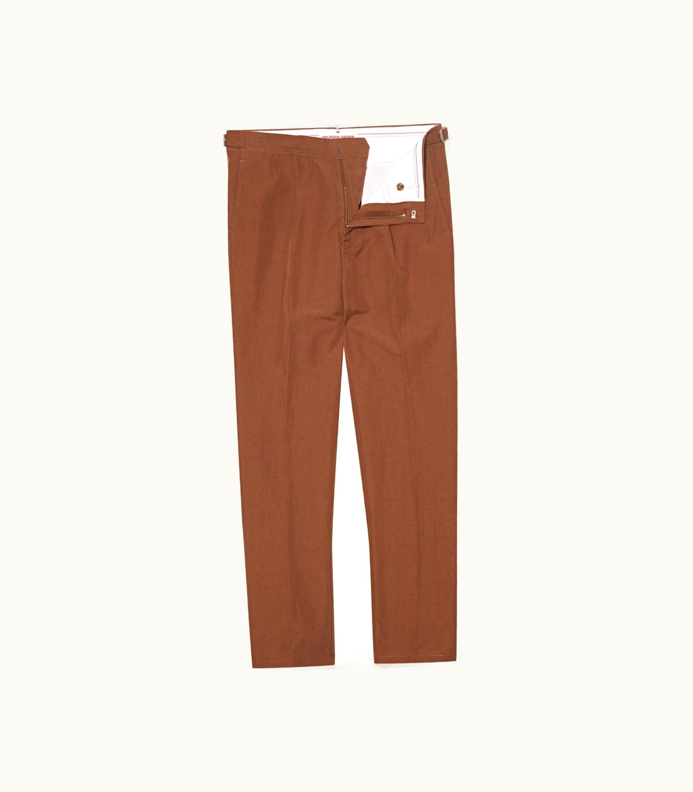 Orlebar Brown Orlebar Brown Cinnamon Coffee Slim Fit Tapered Cotton-Linen Trousers