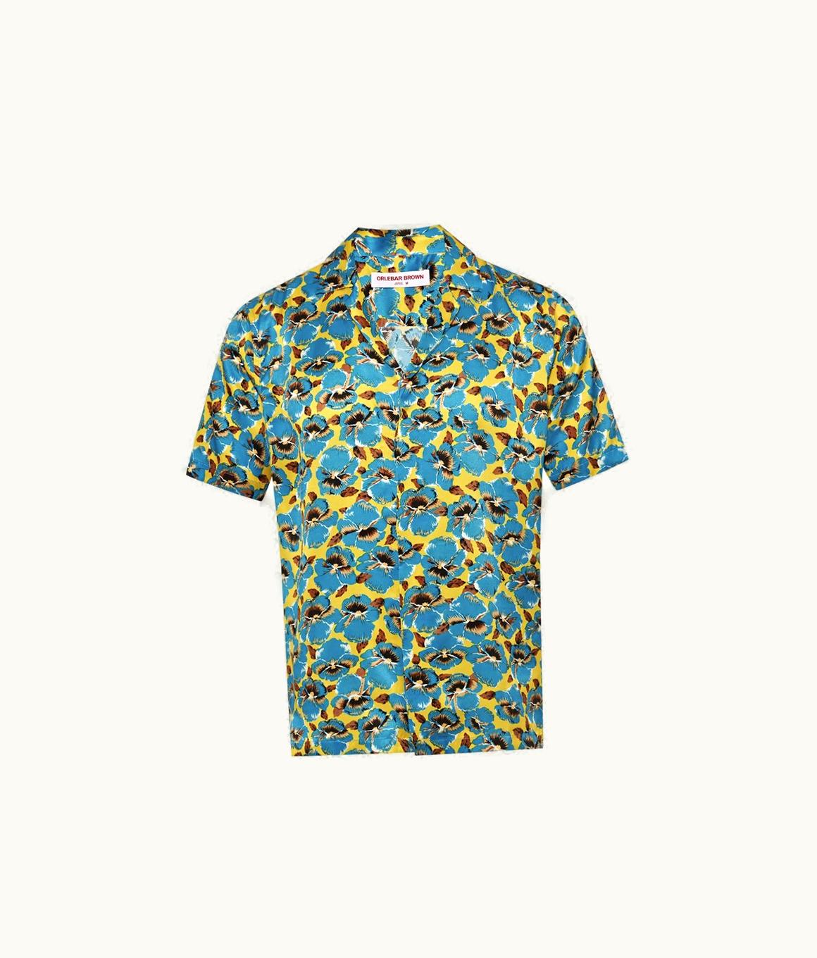 Orlebar Brown Orlebar Brown Lemon Meringue Petal Print Relaxed Fit Capri Collar Silk Shirt 279312