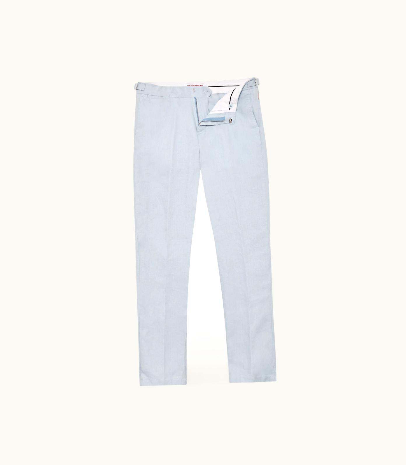 Orlebar Brown Orlebar Brown Light Island Sky Tailored Fit Linen Trousers Light Island Sky