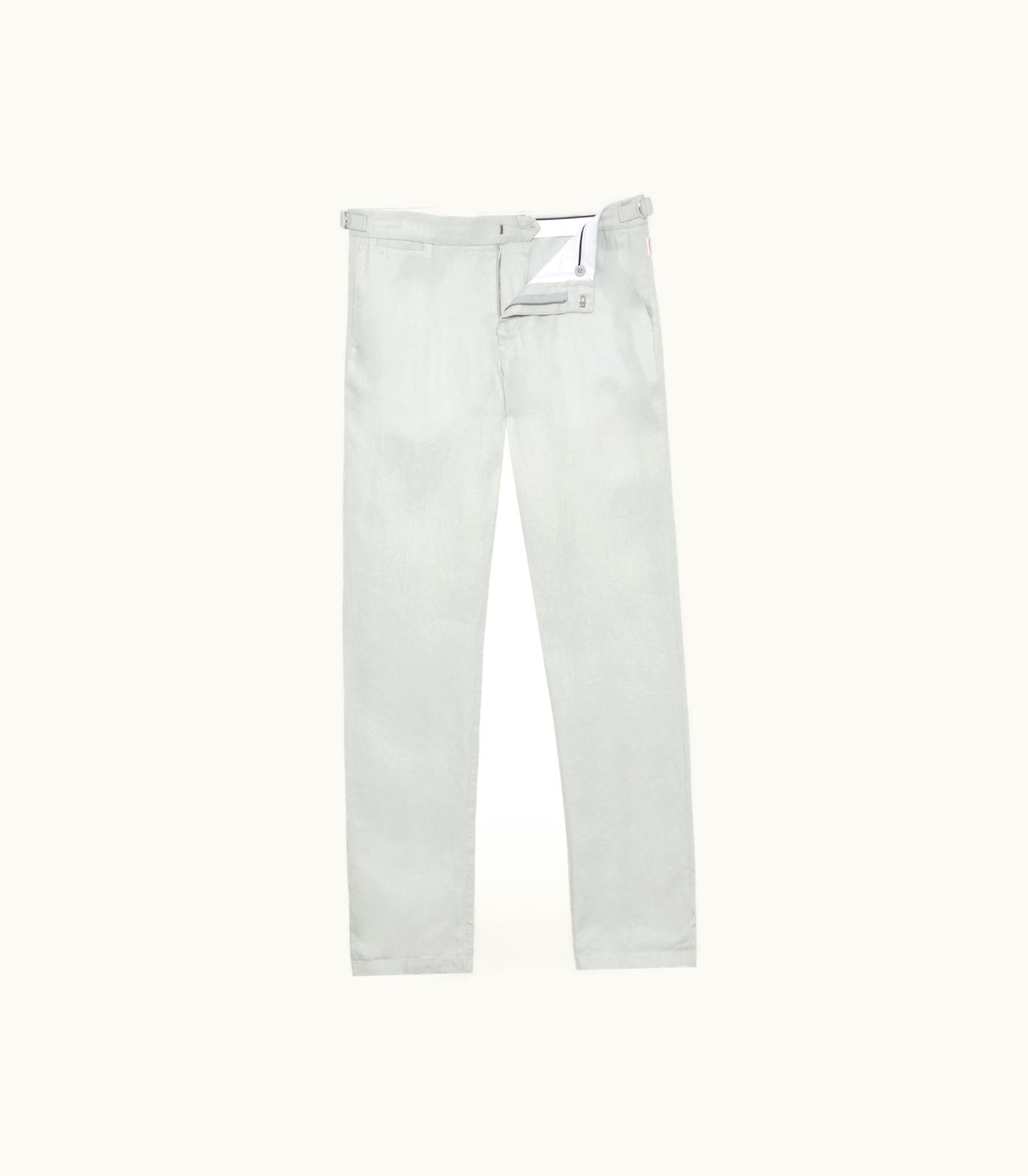 Orlebar Brown Orlebar Brown White Jade Tailored Fit Washed Linen Trousers 279048