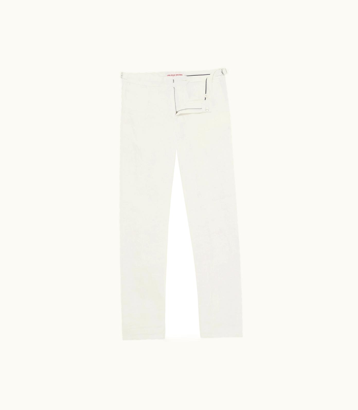 Orlebar Brown Orlebar Brown White Tailored Fit Washed Linen Trousers 265858