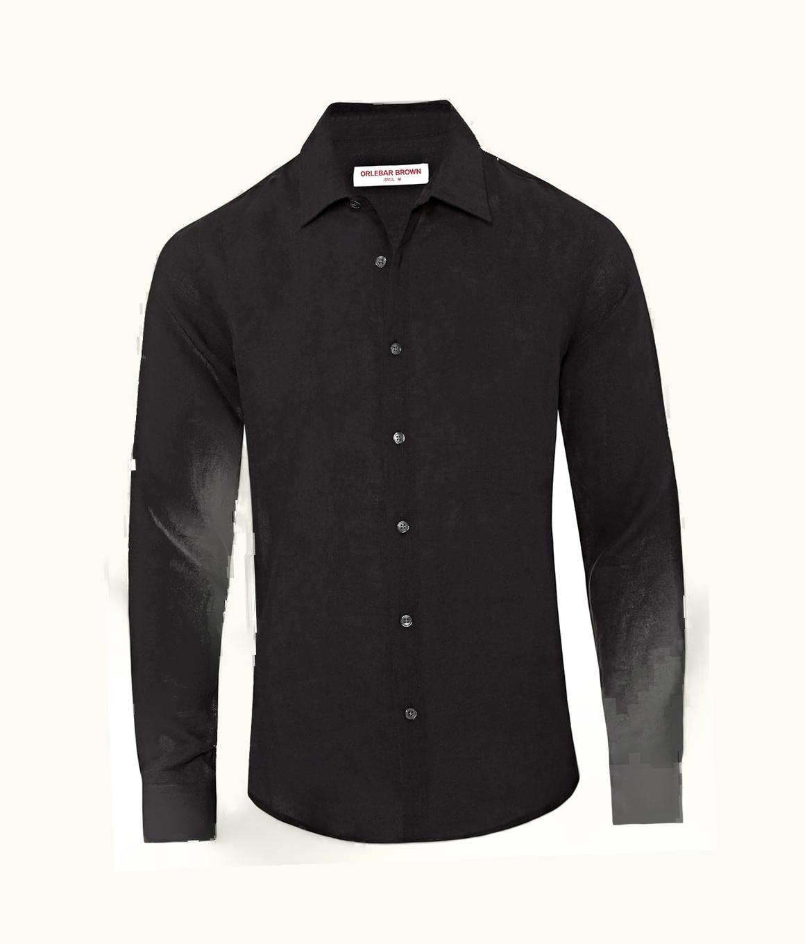 Orlebar Brown Orlebar Brown Black Tailored Fit Classic Collar Linen Shirt Black